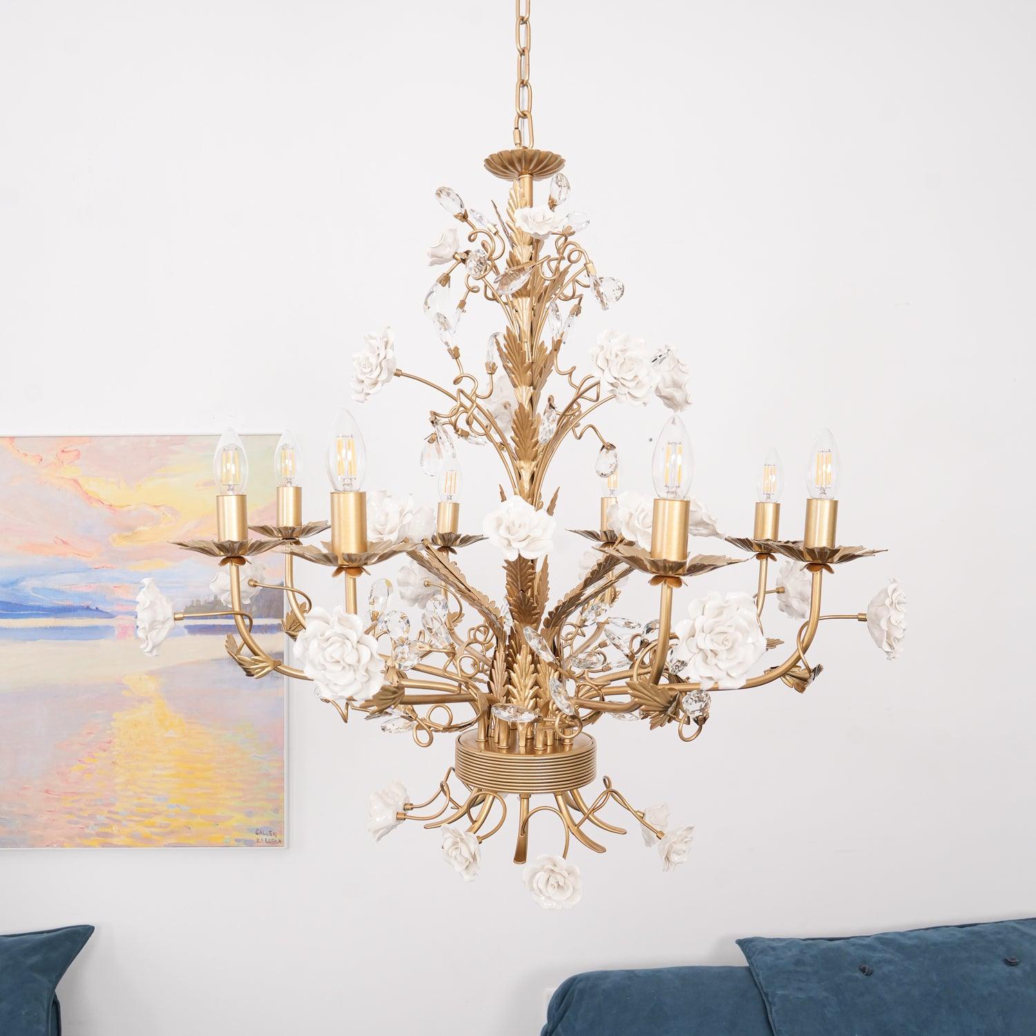 White Rose Crystal Chandelier - Blowlighting