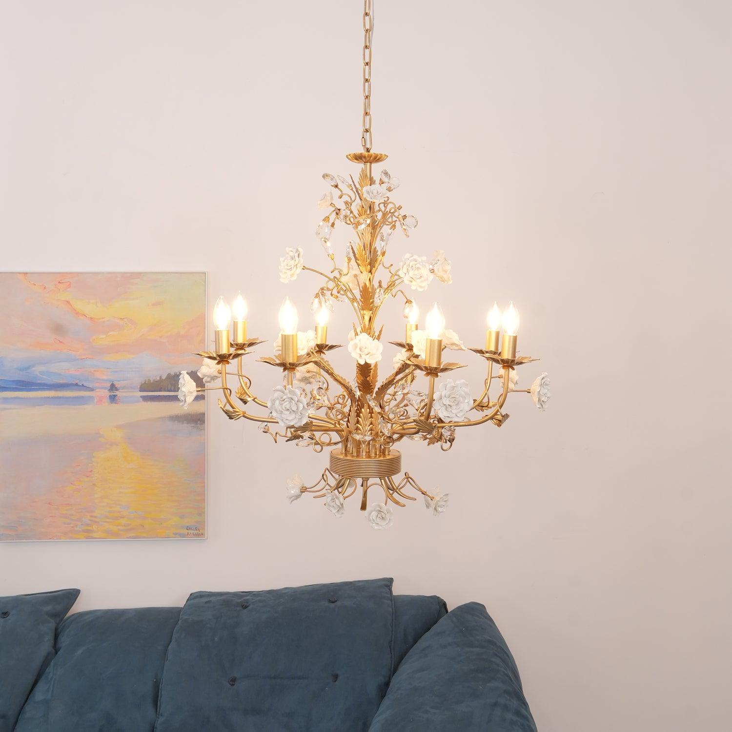 White Rose Crystal Chandelier - Blowlighting