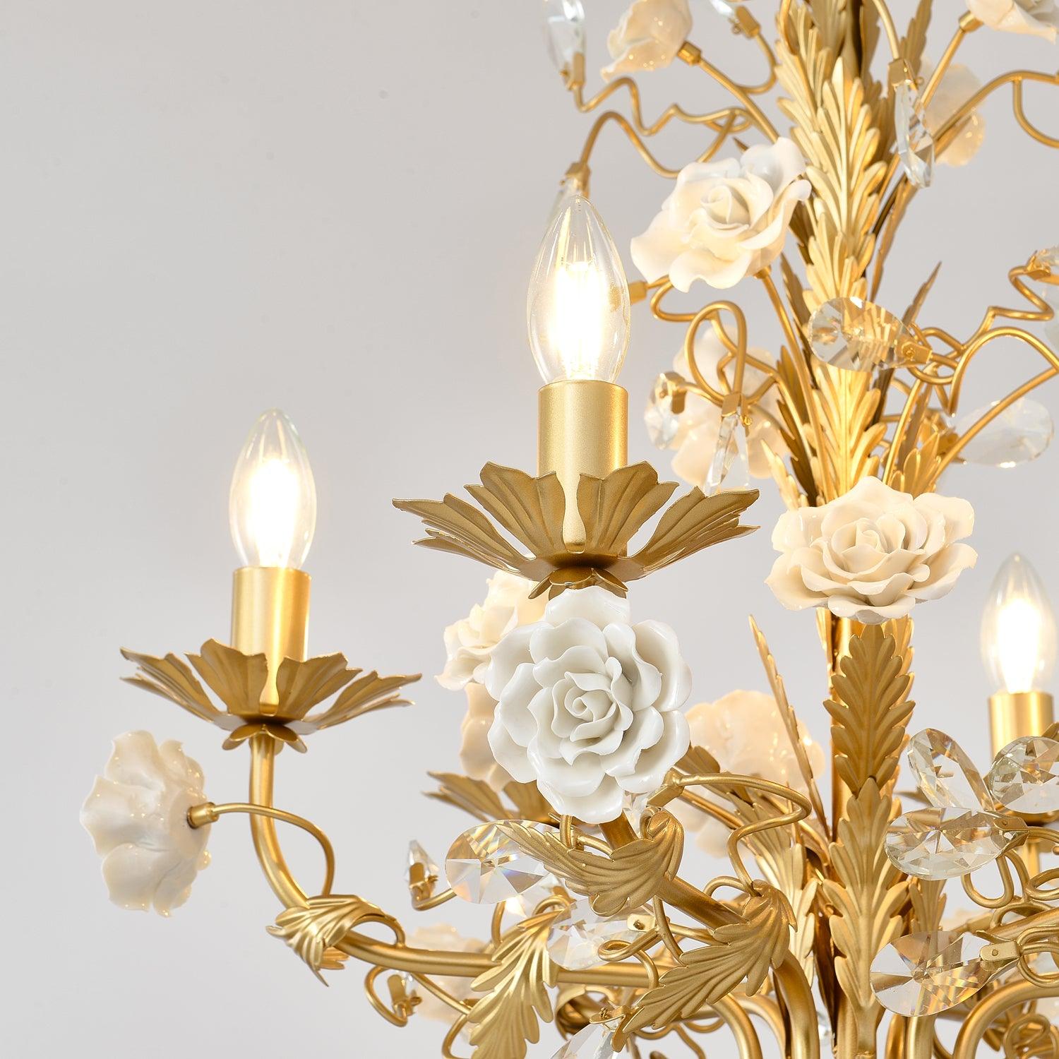 White Rose Crystal Chandelier - Blowlighting