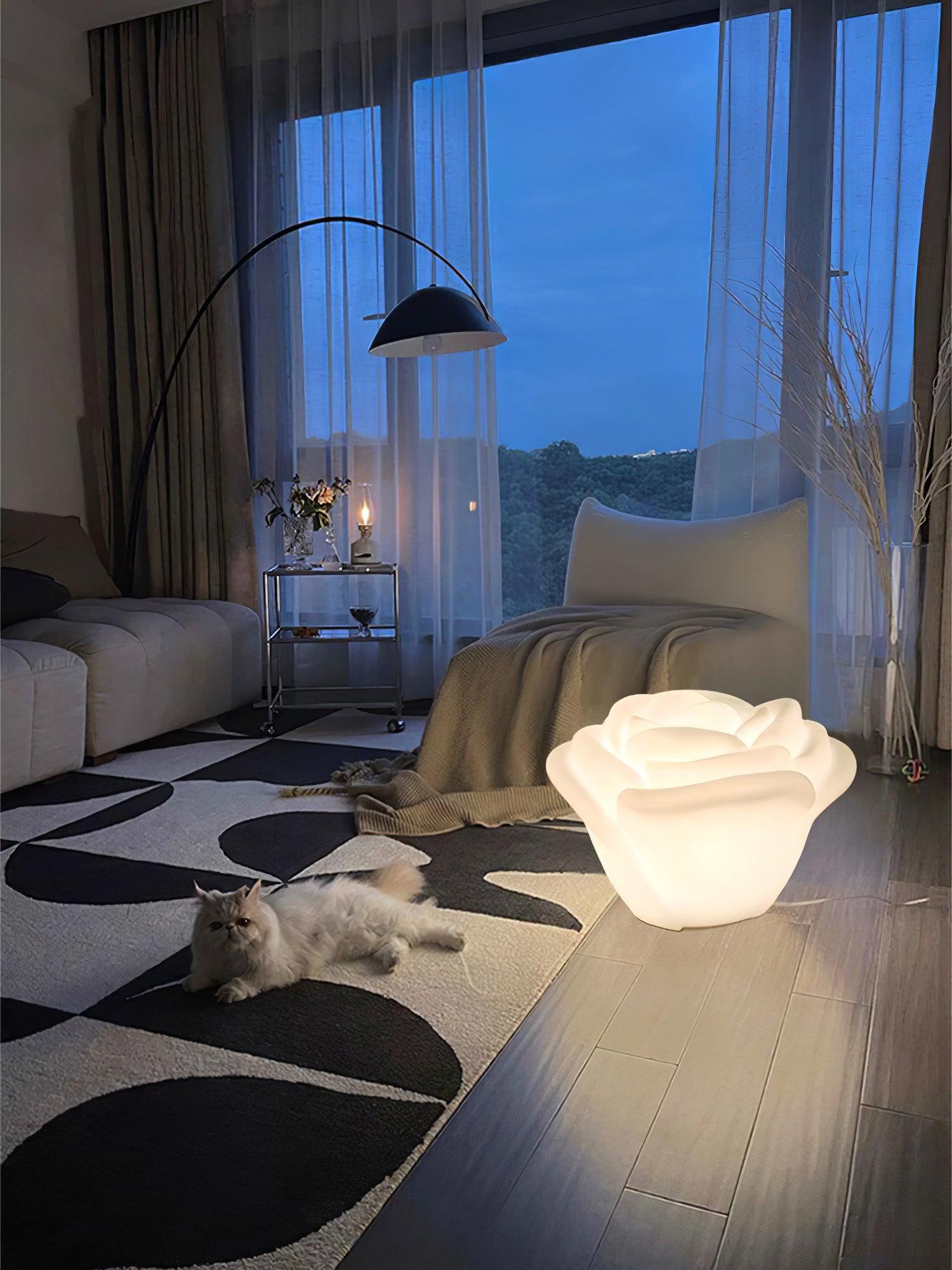 White Rose Shaped LED Table Lamp - Blowlighting