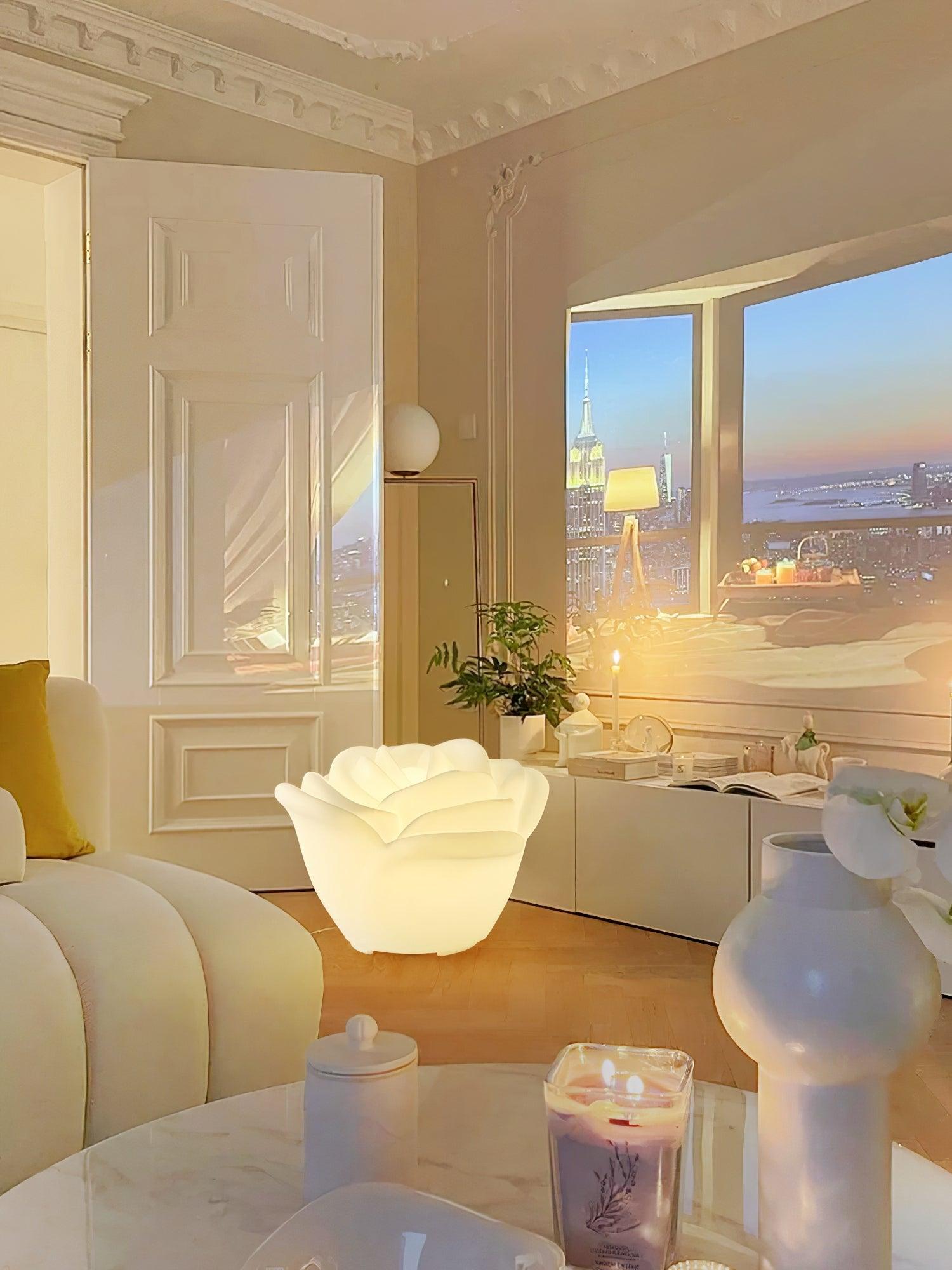 White Rose Shaped LED Table Lamp - Blowlighting