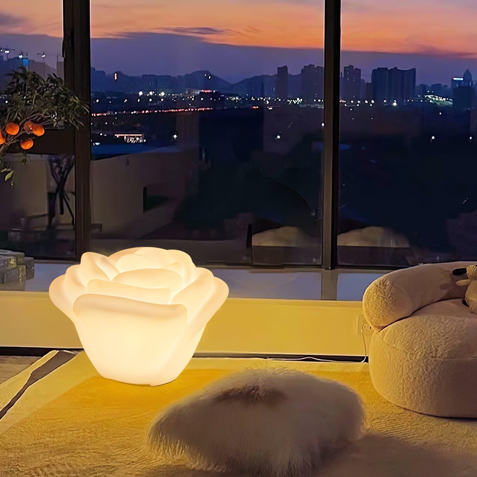 White Rose Shaped LED Table Lamp - Blowlighting