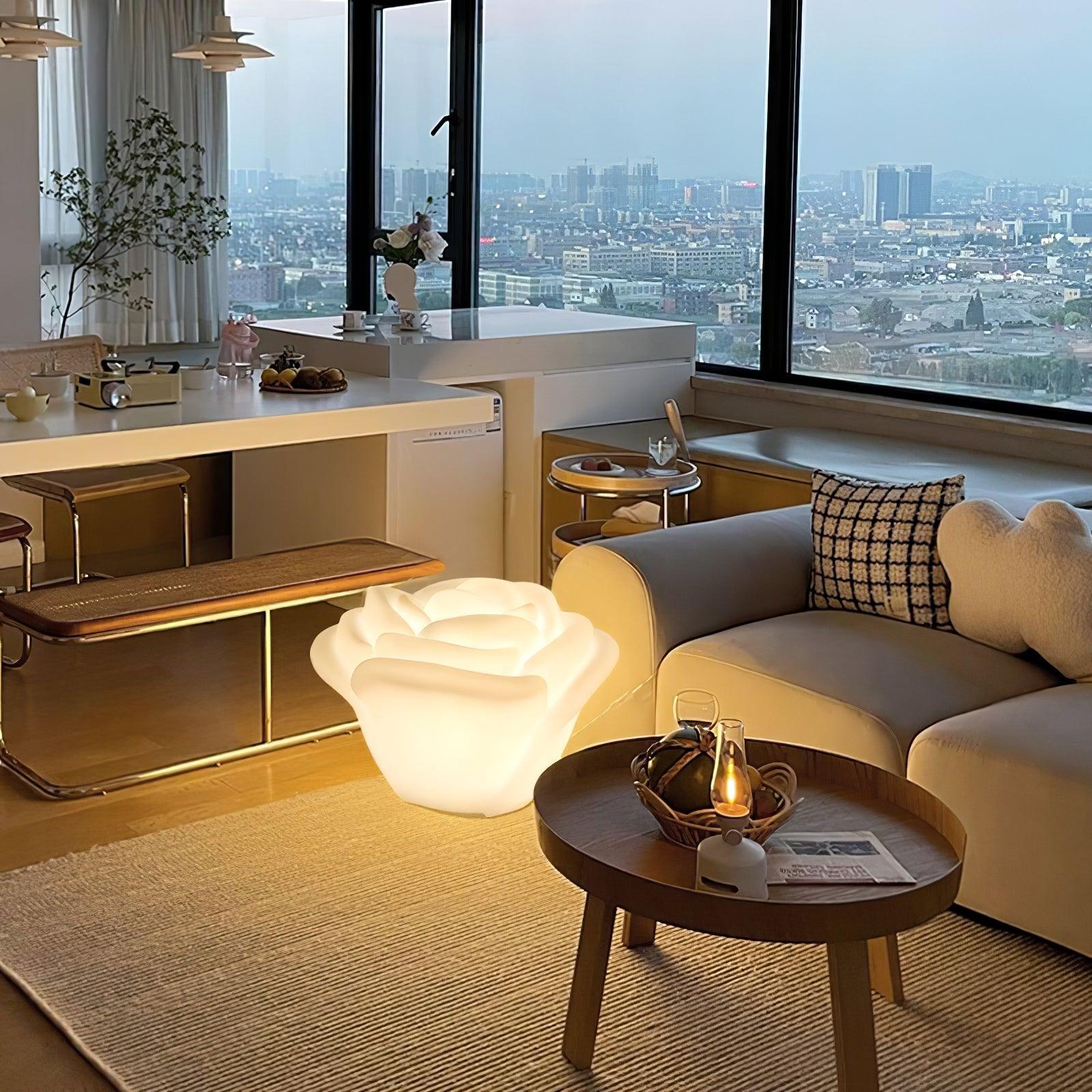 White Rose Shaped LED Table Lamp - Blowlighting