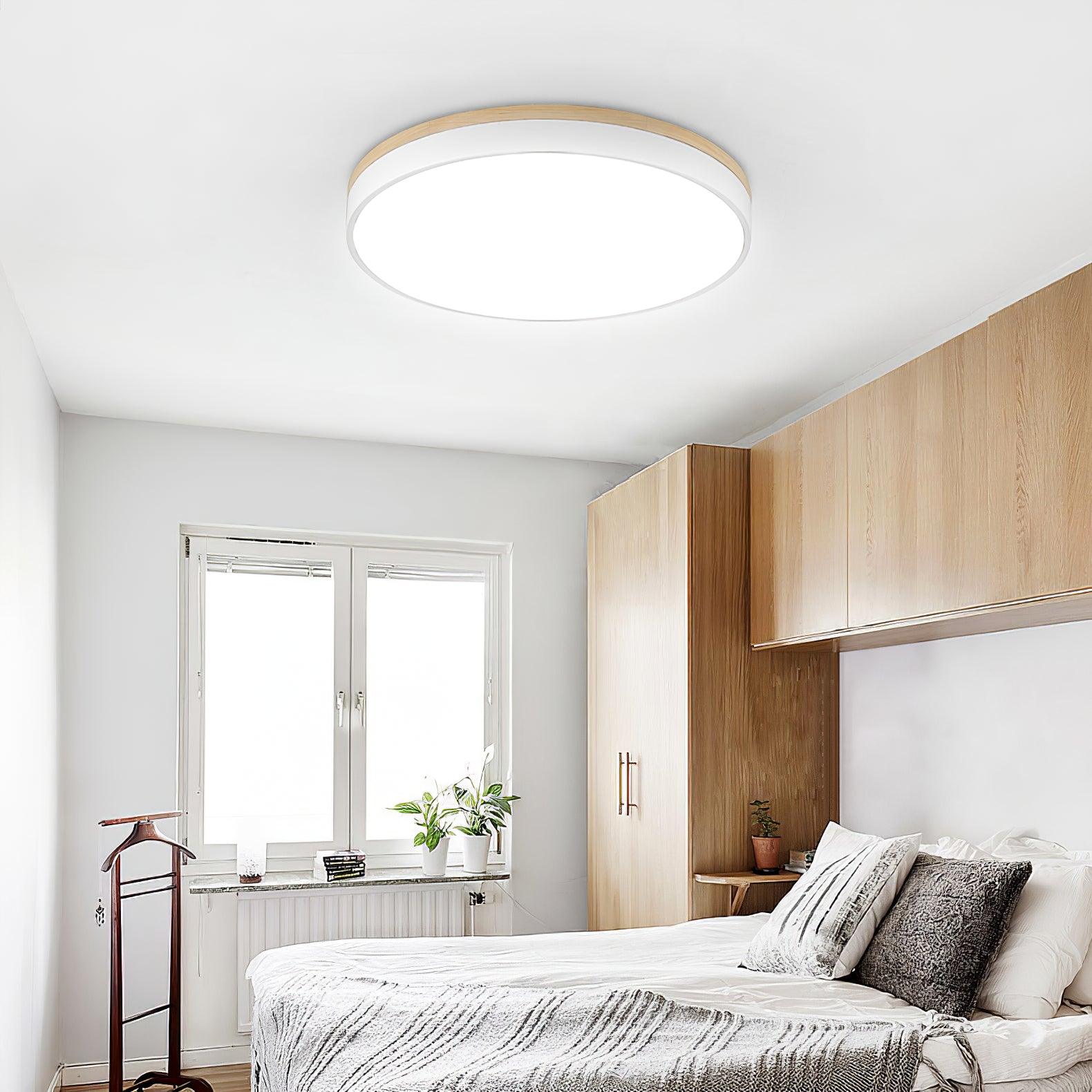 White Round Wooden Ceiling Lamp - Blowlighting