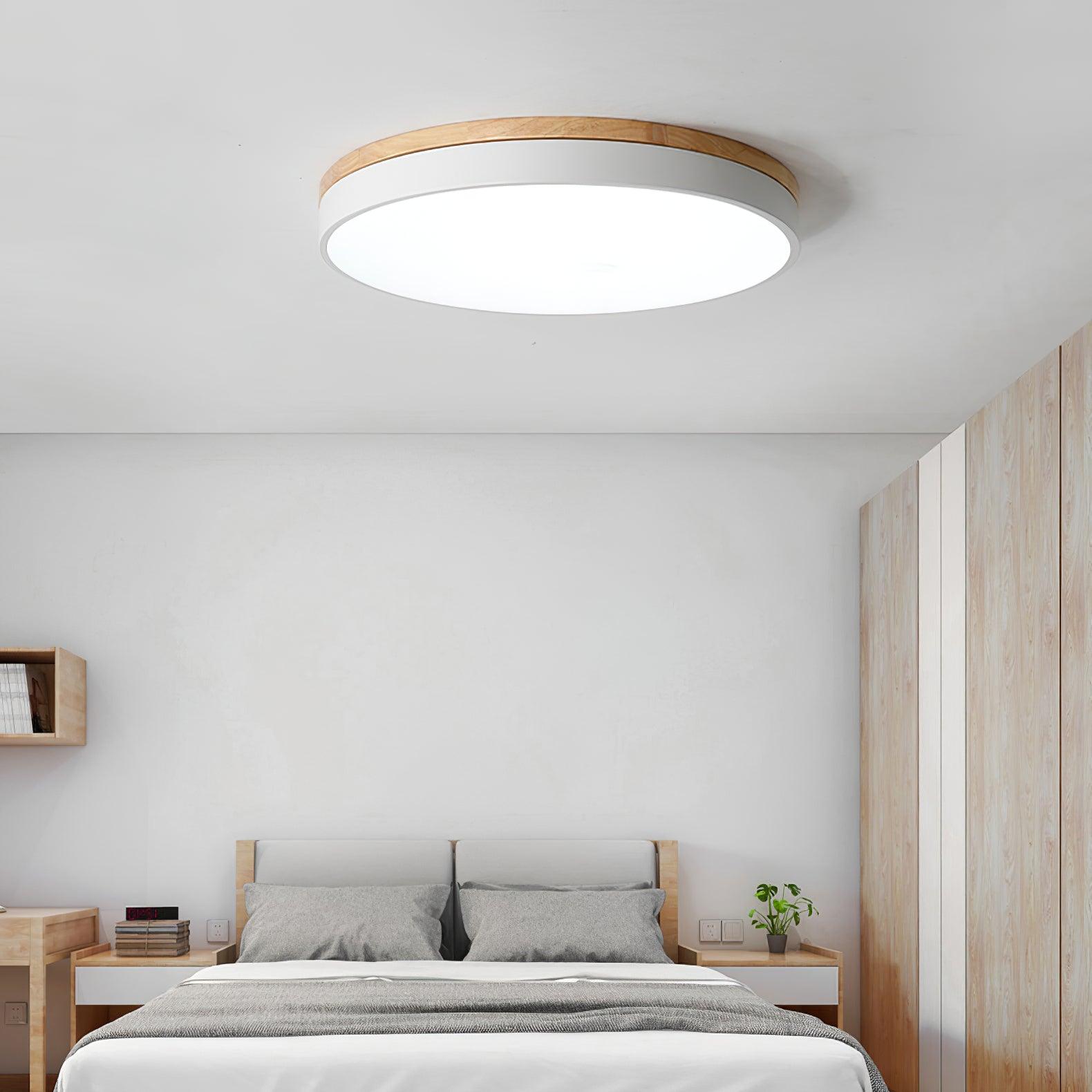 White Round Wooden Ceiling Lamp - Blowlighting