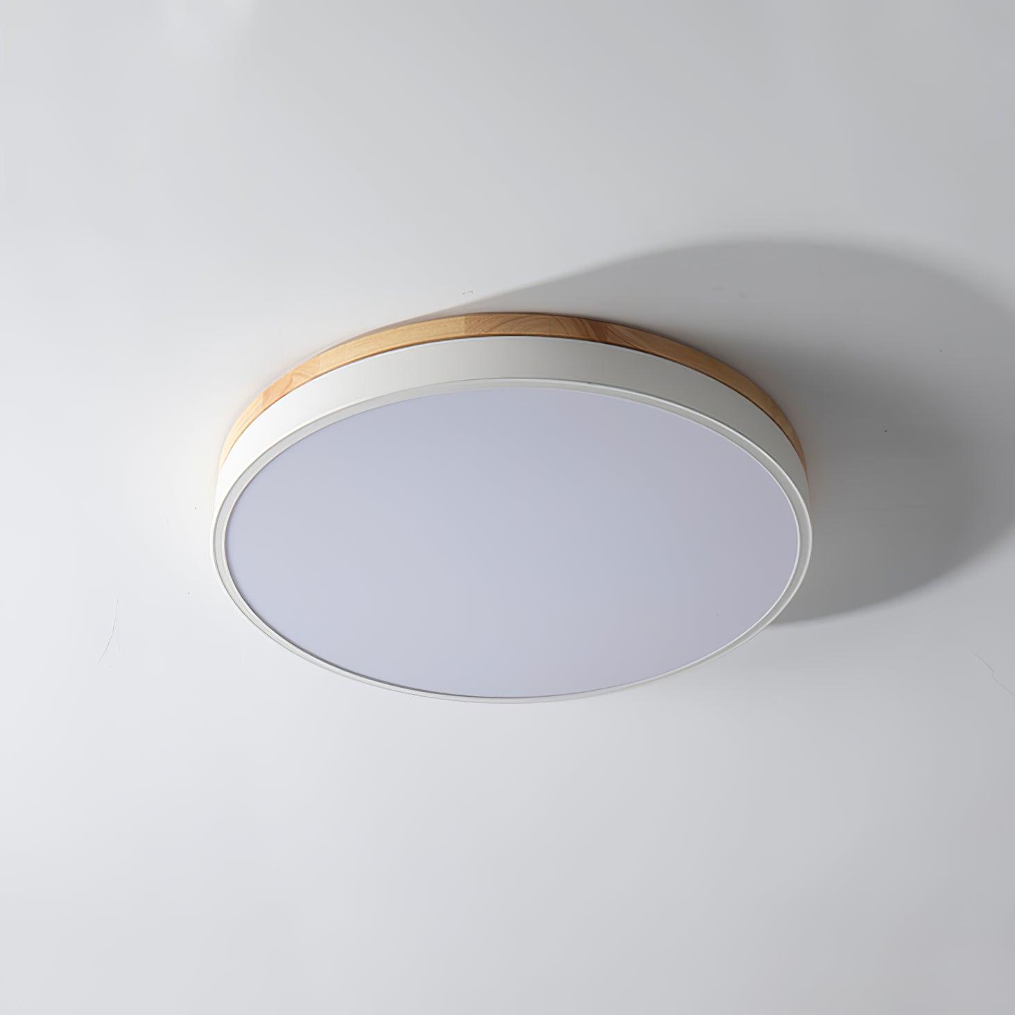 White Round Wooden Ceiling Lamp - Blowlighting