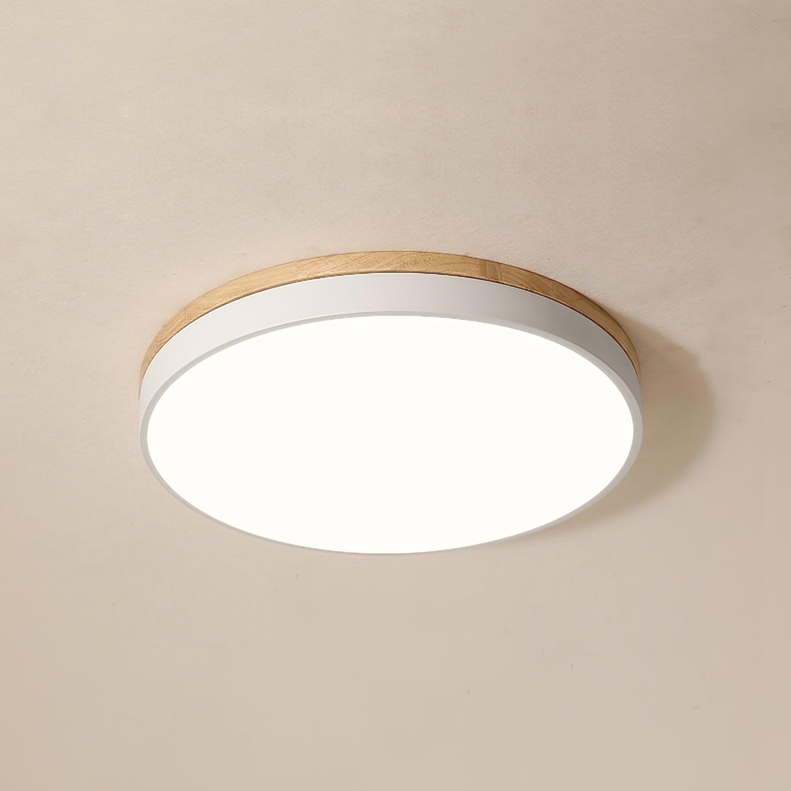 White Round Wooden Ceiling Lamp - Blowlighting