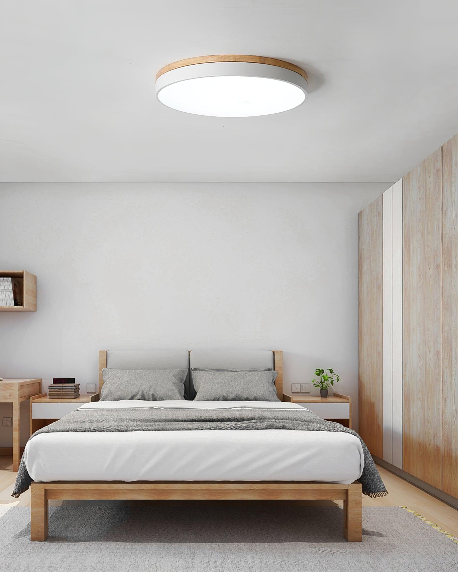 White Round Wooden Ceiling Lamp - Blowlighting