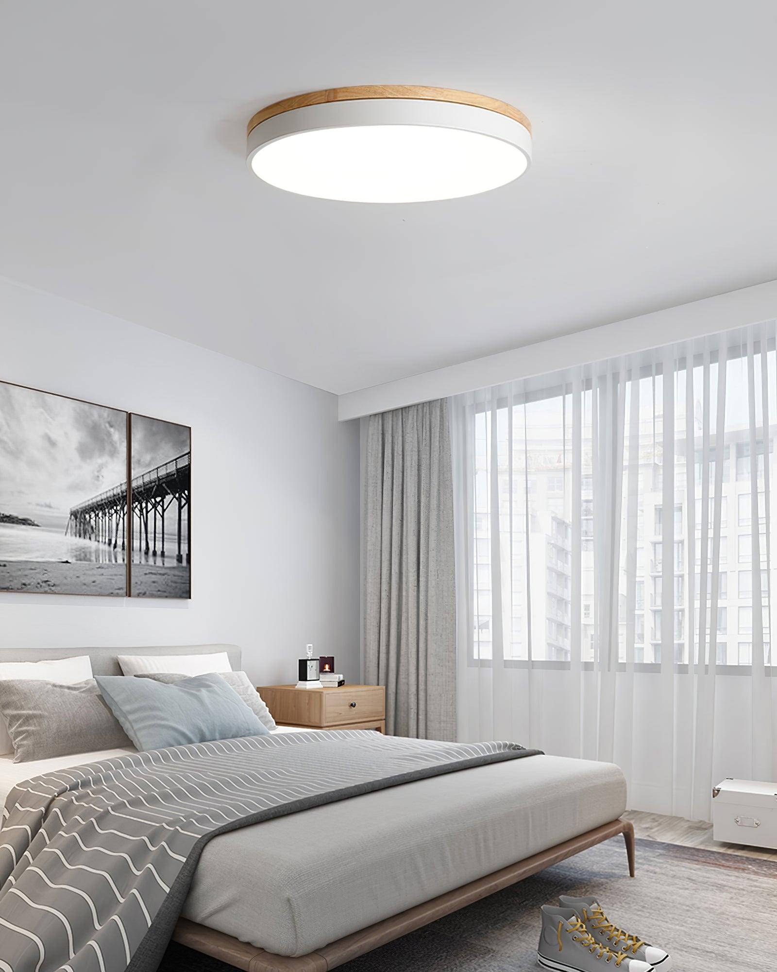 White Round Wooden Ceiling Lamp - Blowlighting