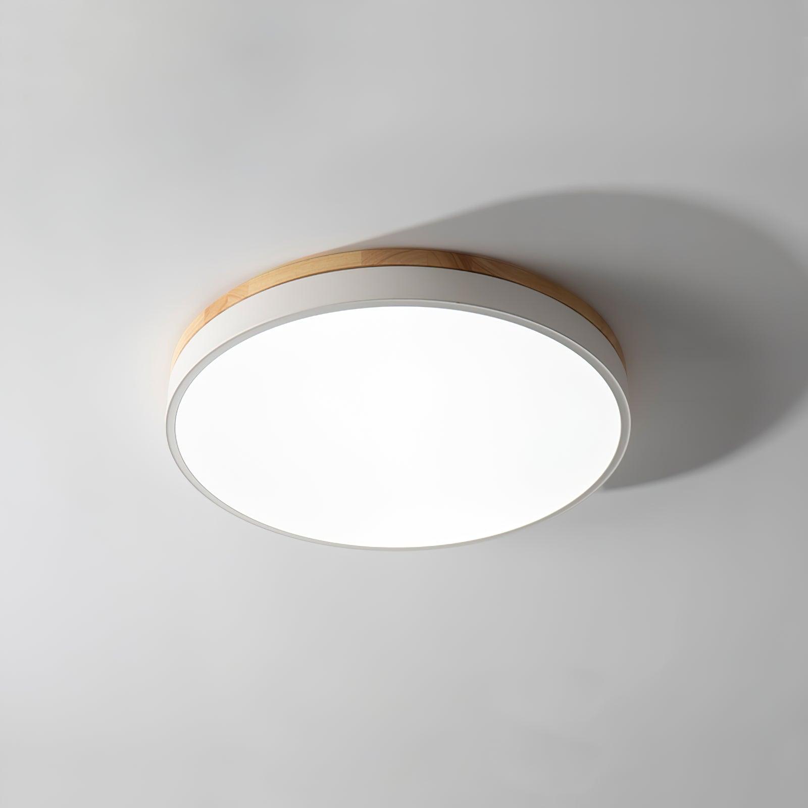 White Round Wooden Ceiling Lamp - Blowlighting