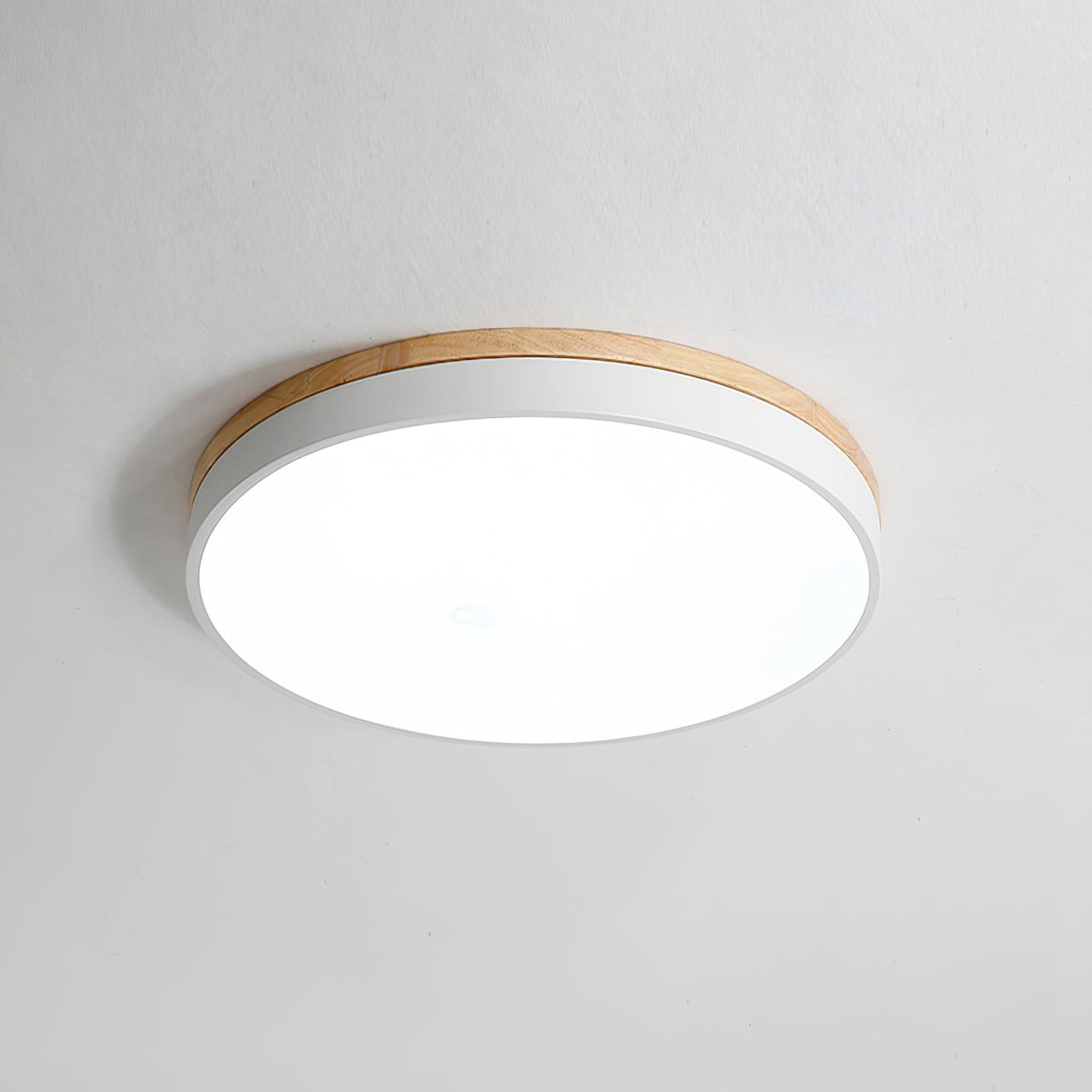 White Round Wooden Ceiling Lamp - Blowlighting