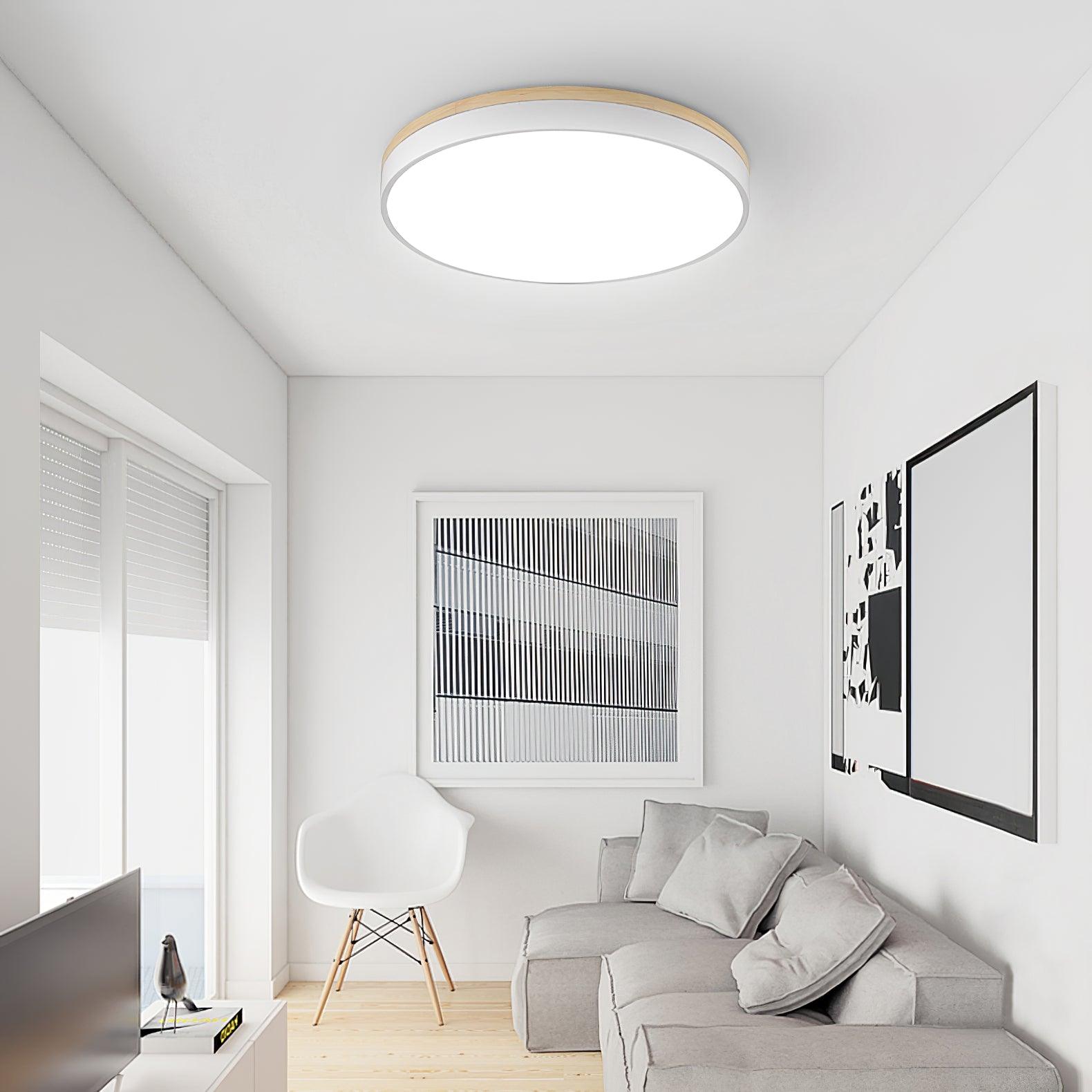 White Round Wooden Ceiling Lamp - Blowlighting