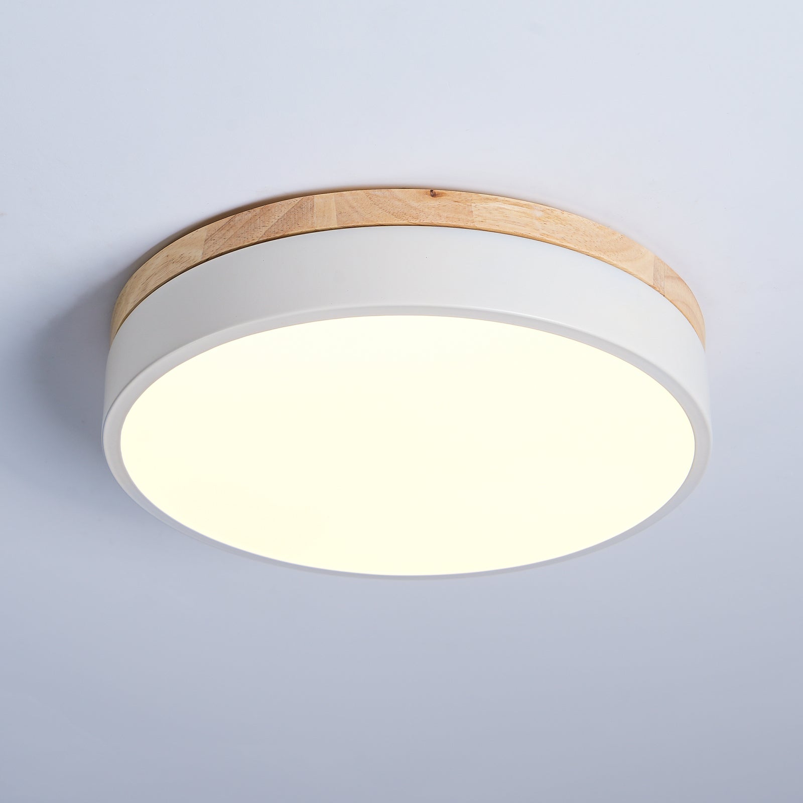 White Round Wooden Ceiling Lamp - Blowlighting