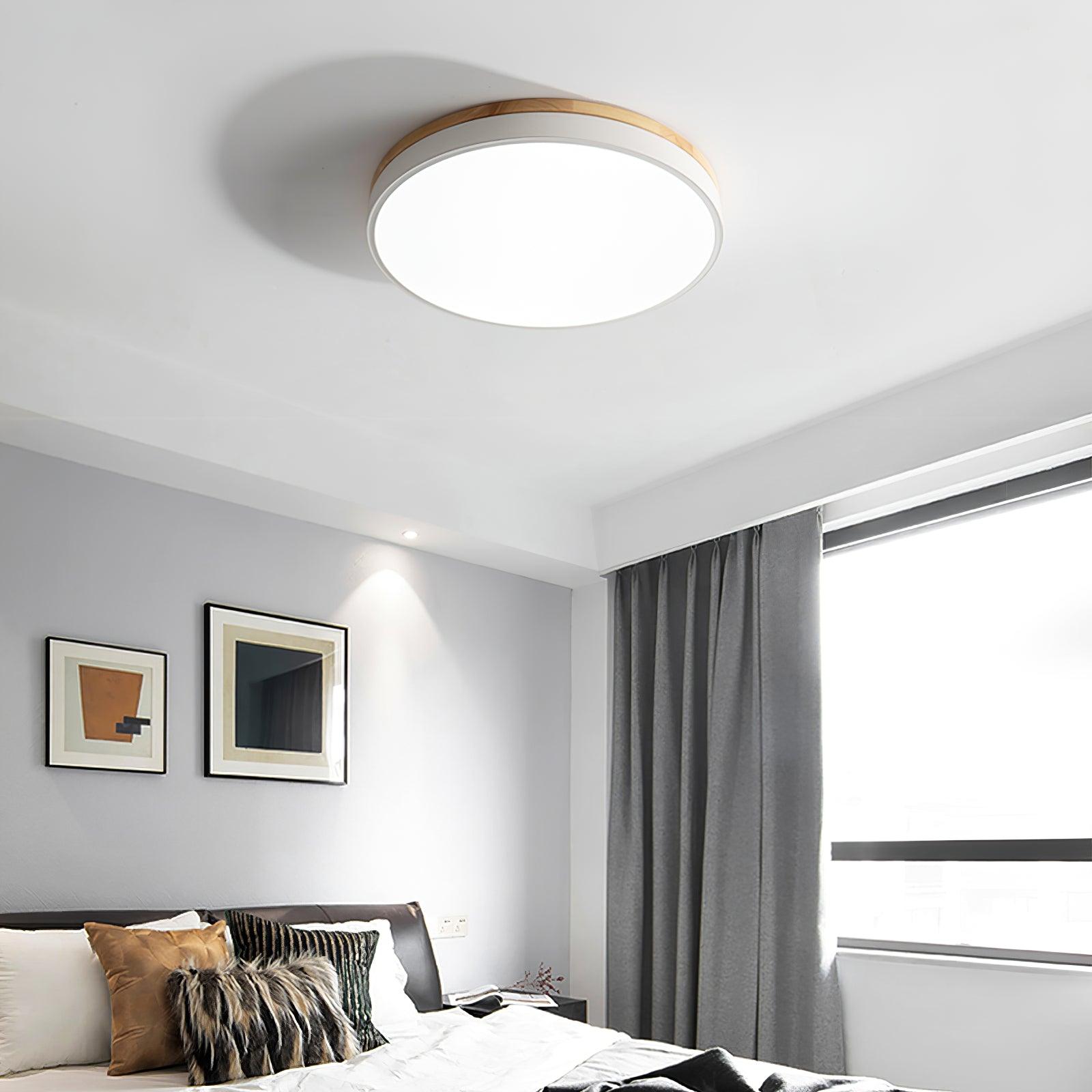 White Round Wooden Ceiling Lamp - Blowlighting