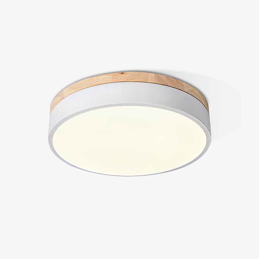 White Round Wooden Ceiling Lamp - Blowlighting