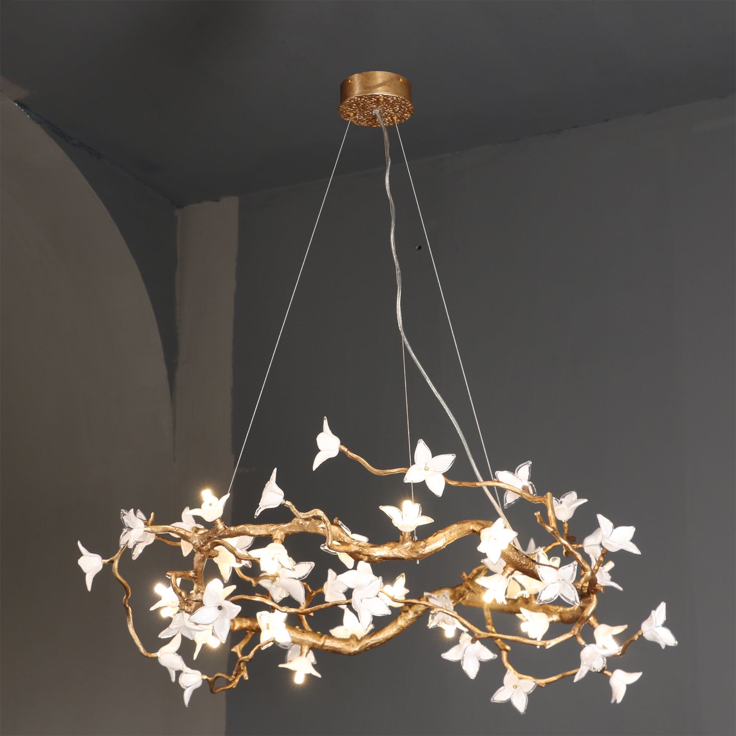Willow Natural Glass Flower Chandelier
