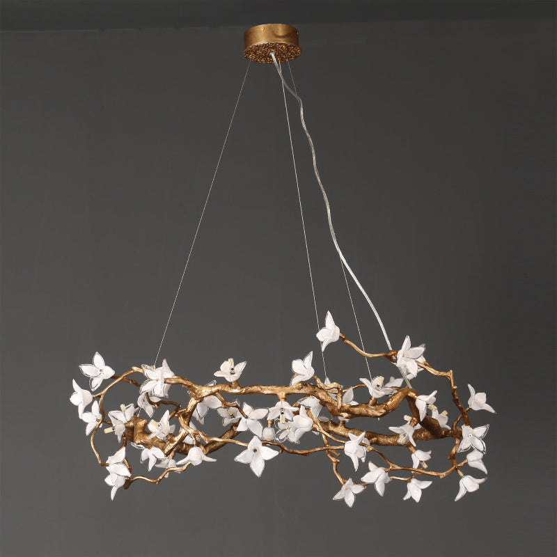 Willow Natural Glass Flower Chandelier