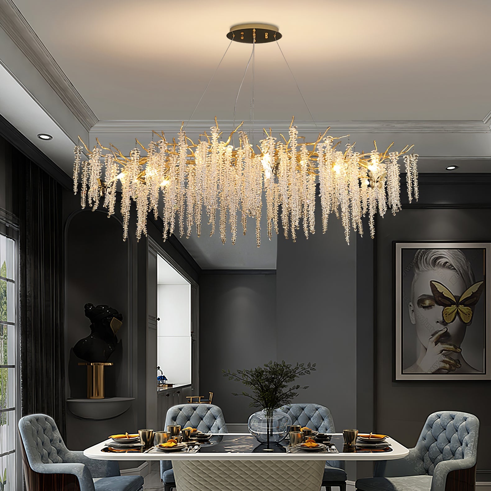 Wisteria Flower Crystal Chandelier - Blowlighting
