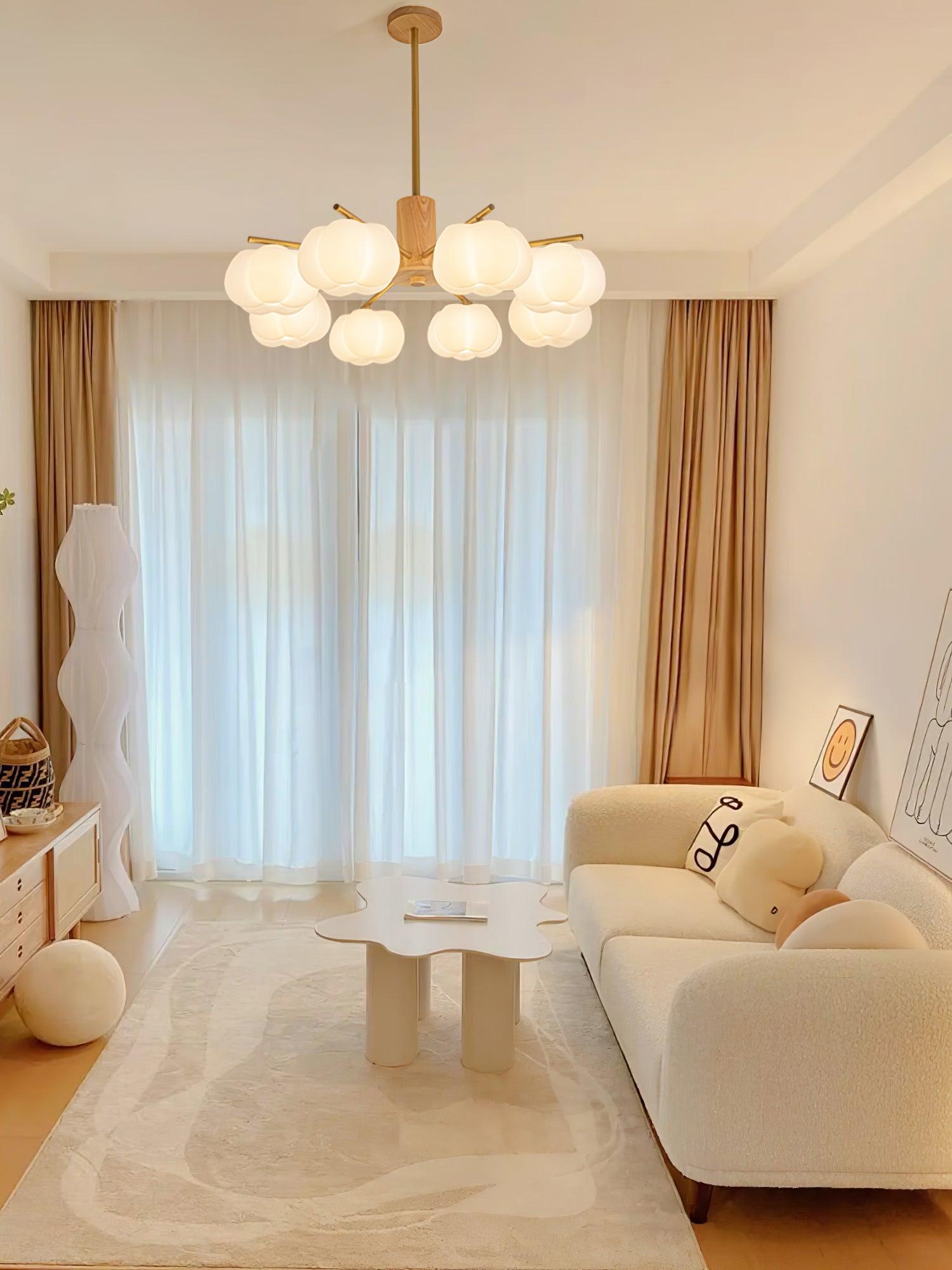 Wooden Cotton Balls Chandelier - Blowlighting