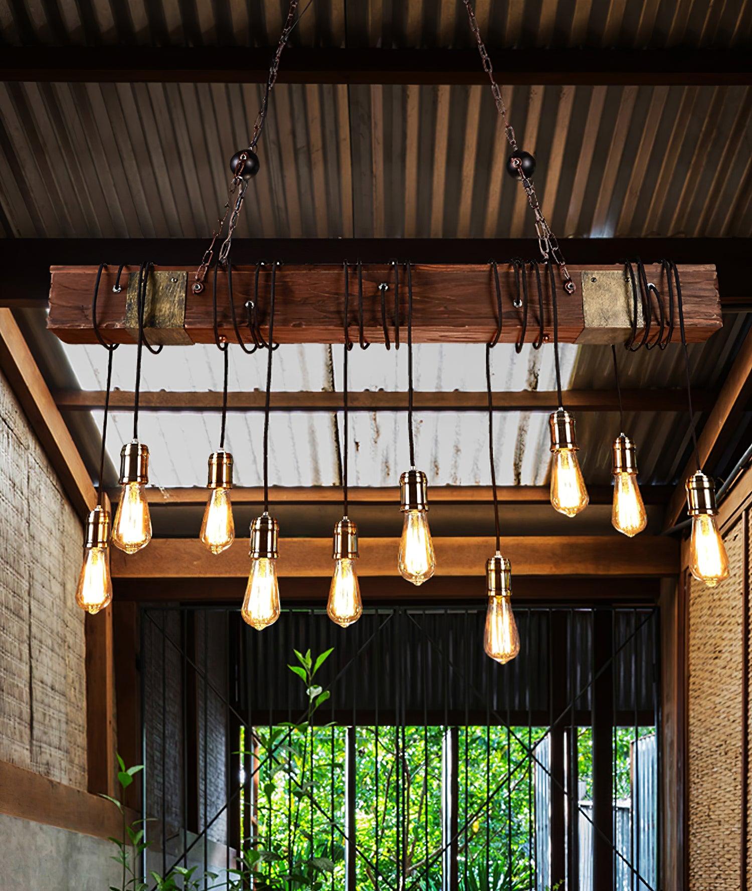 Wood Hanging Multi Chandelier - Blowlighting