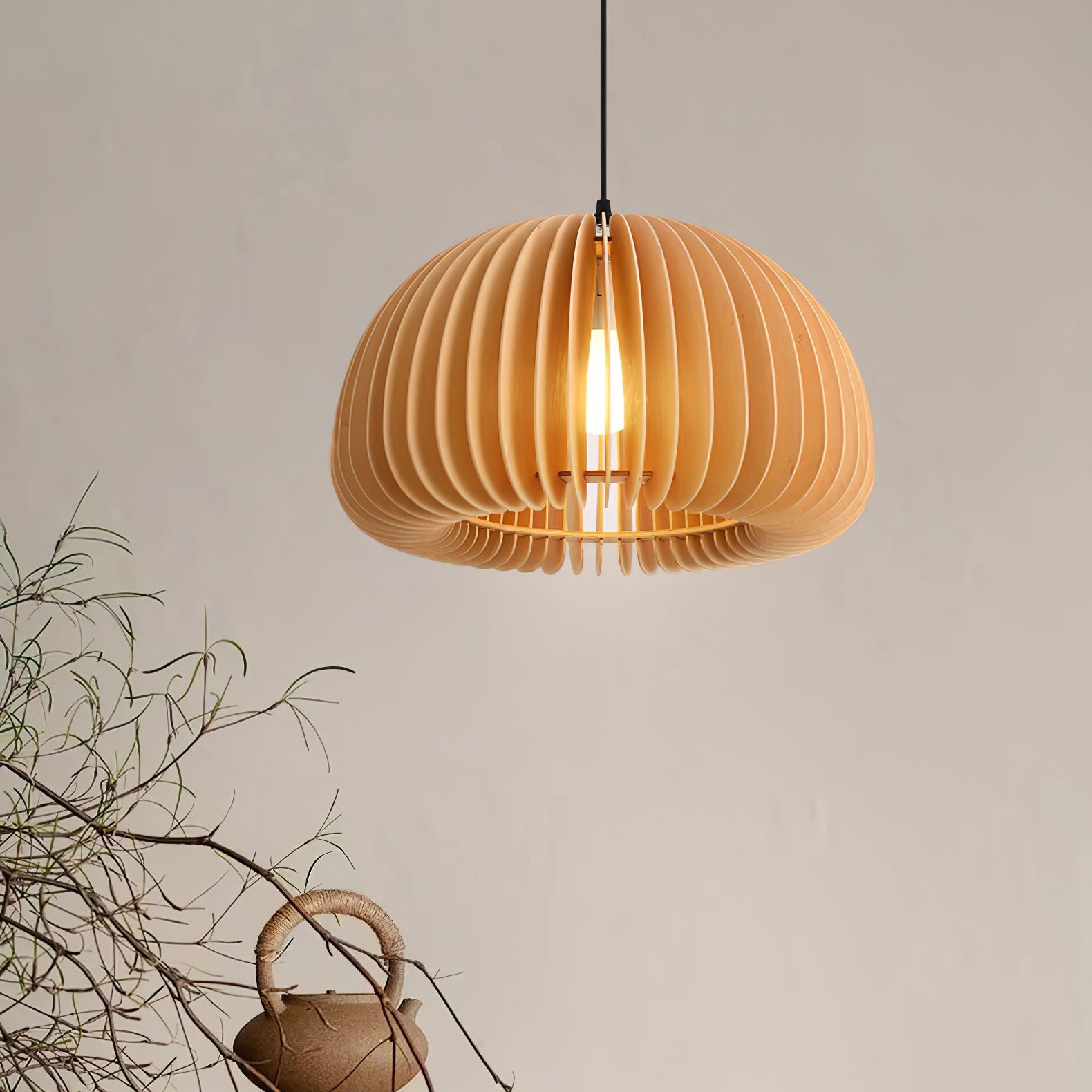 Wooden Pumpkin Pendant Lamp - Blowlighting