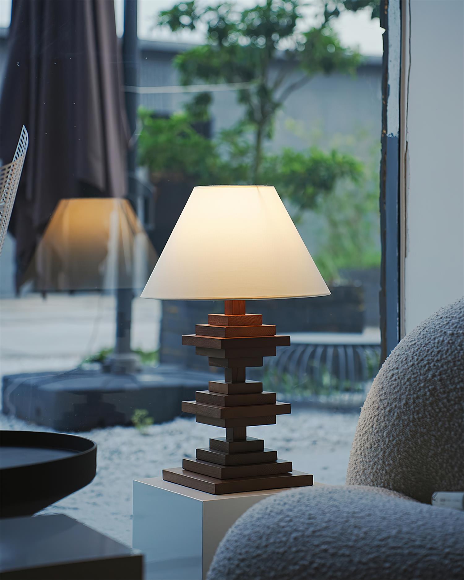 Wooden Tower Minimalist Wood Table Light