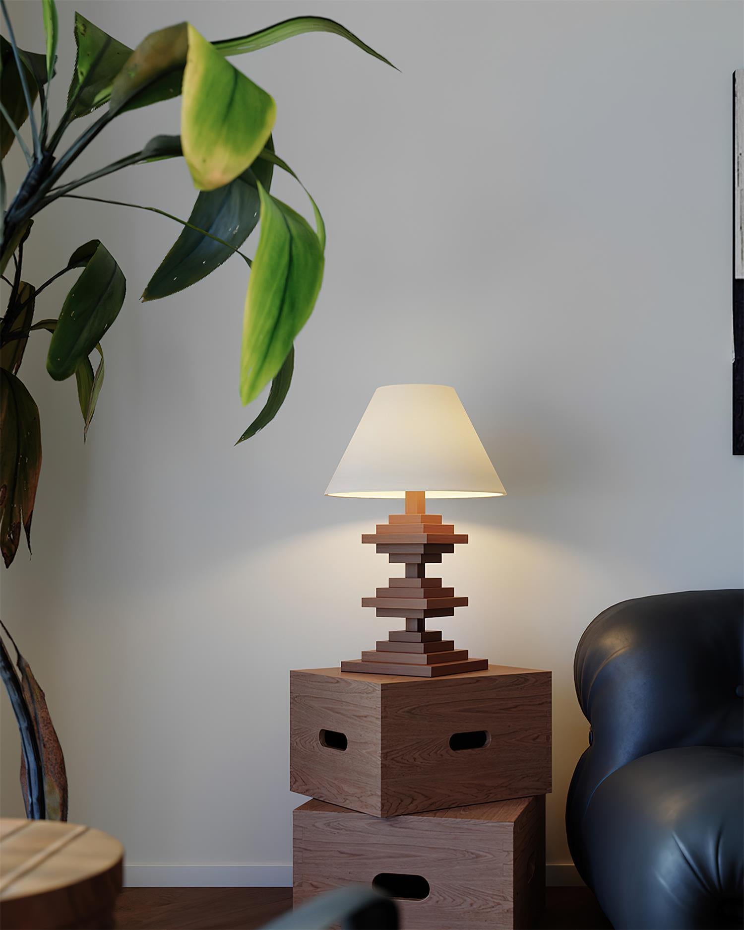 Wooden Tower Minimalist Wood Table Light