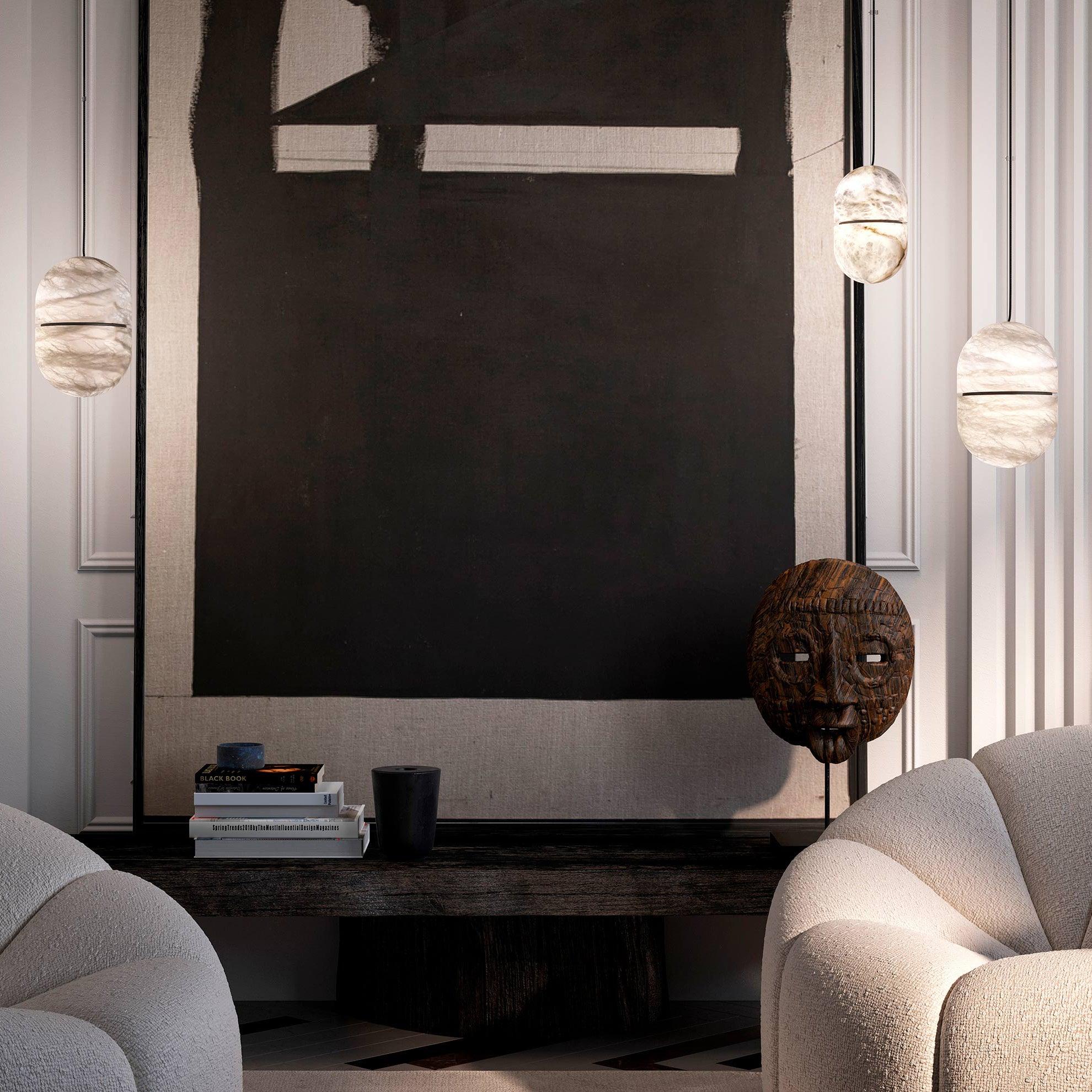Strata Alabaster Pendant Light Capsule-shaped - Blowlighting
