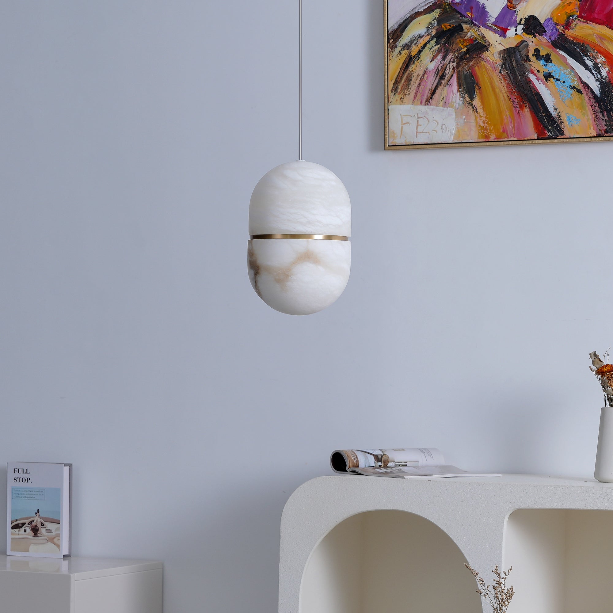 Strata Alabaster Pendant Light Capsule-shaped - Blowlighting