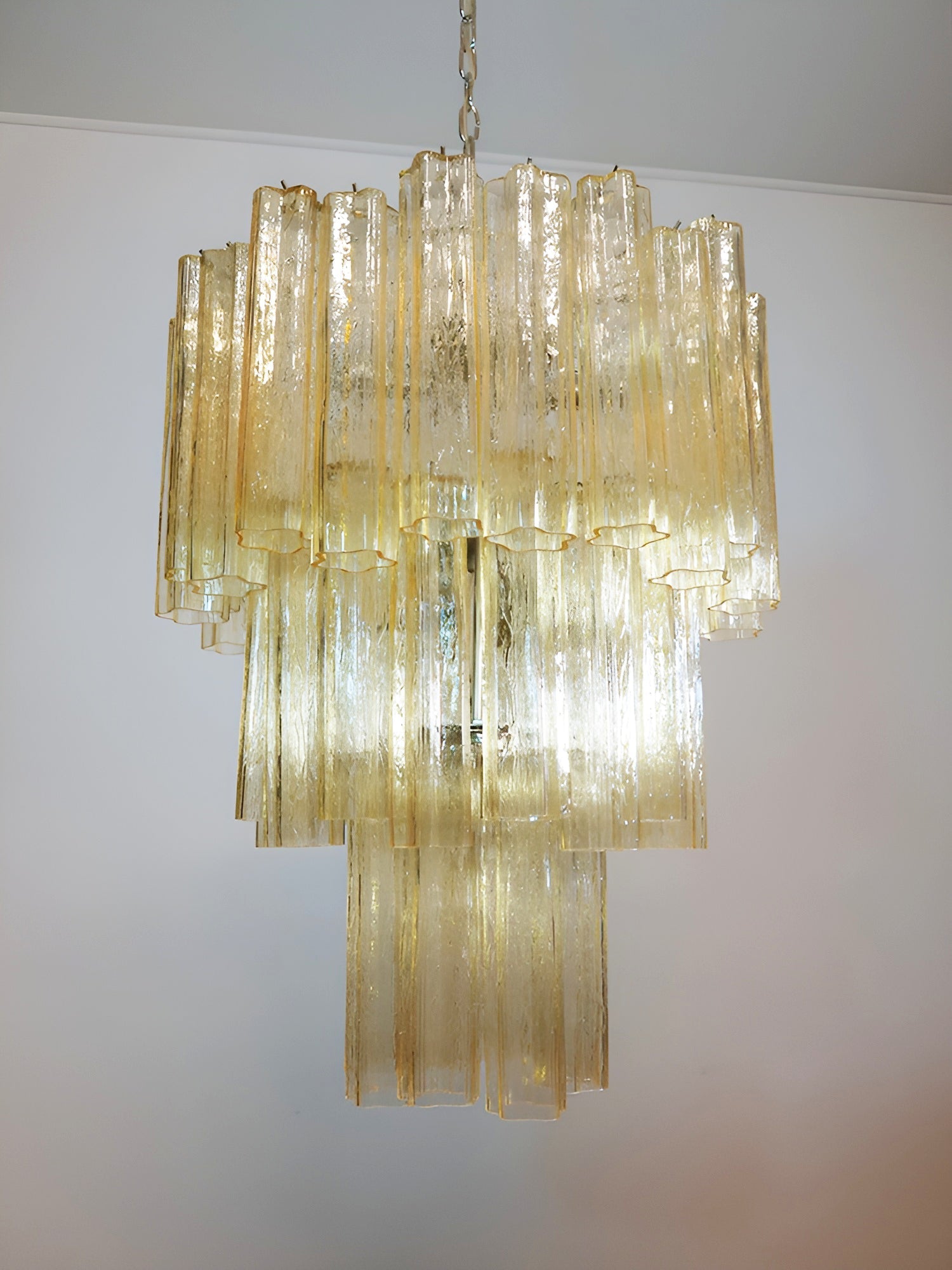 Aurora Chandelier Yellow Glass Tube Tiered Warm - Blowlighting