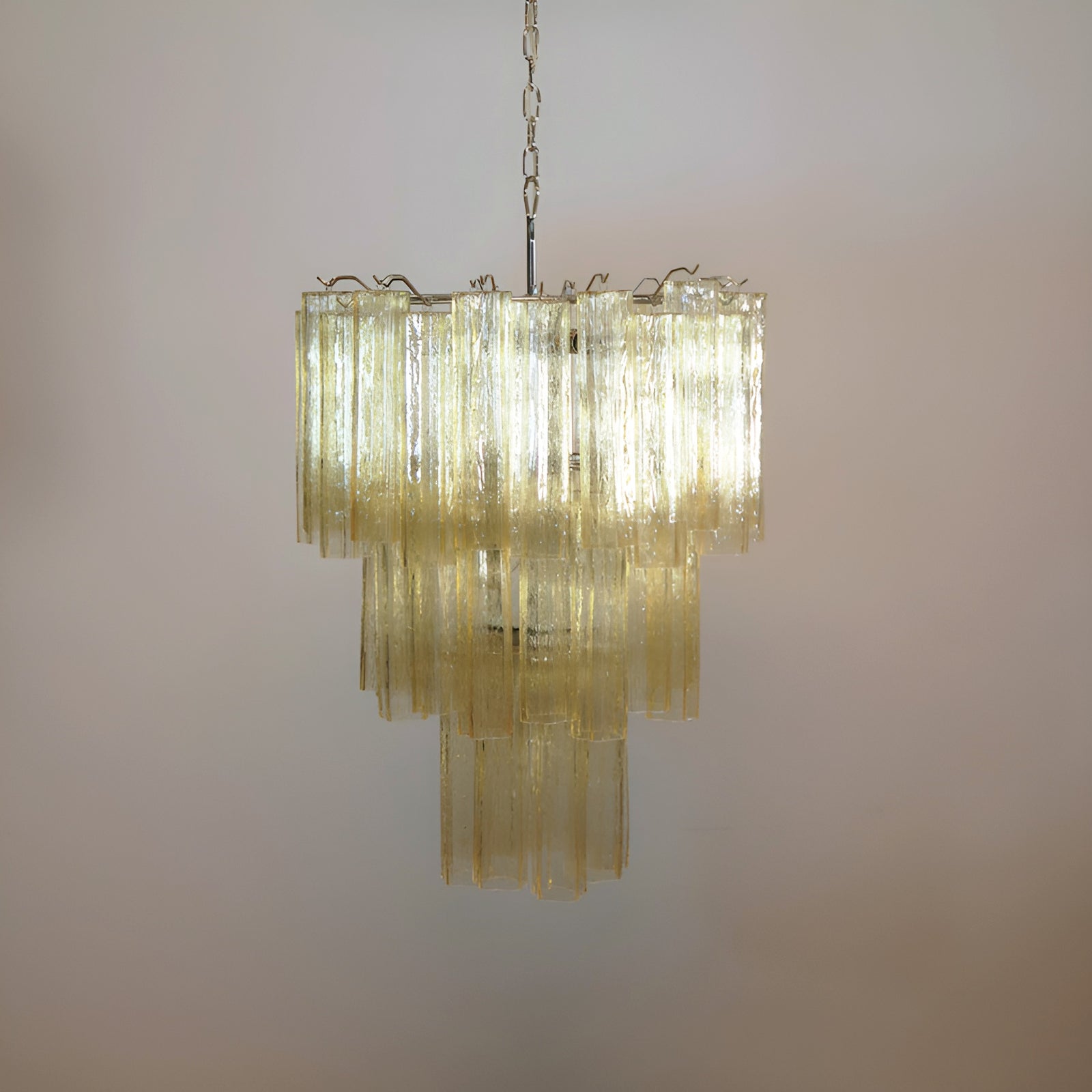 Aurora Chandelier Yellow Glass Tube Tiered Warm - Blowlighting