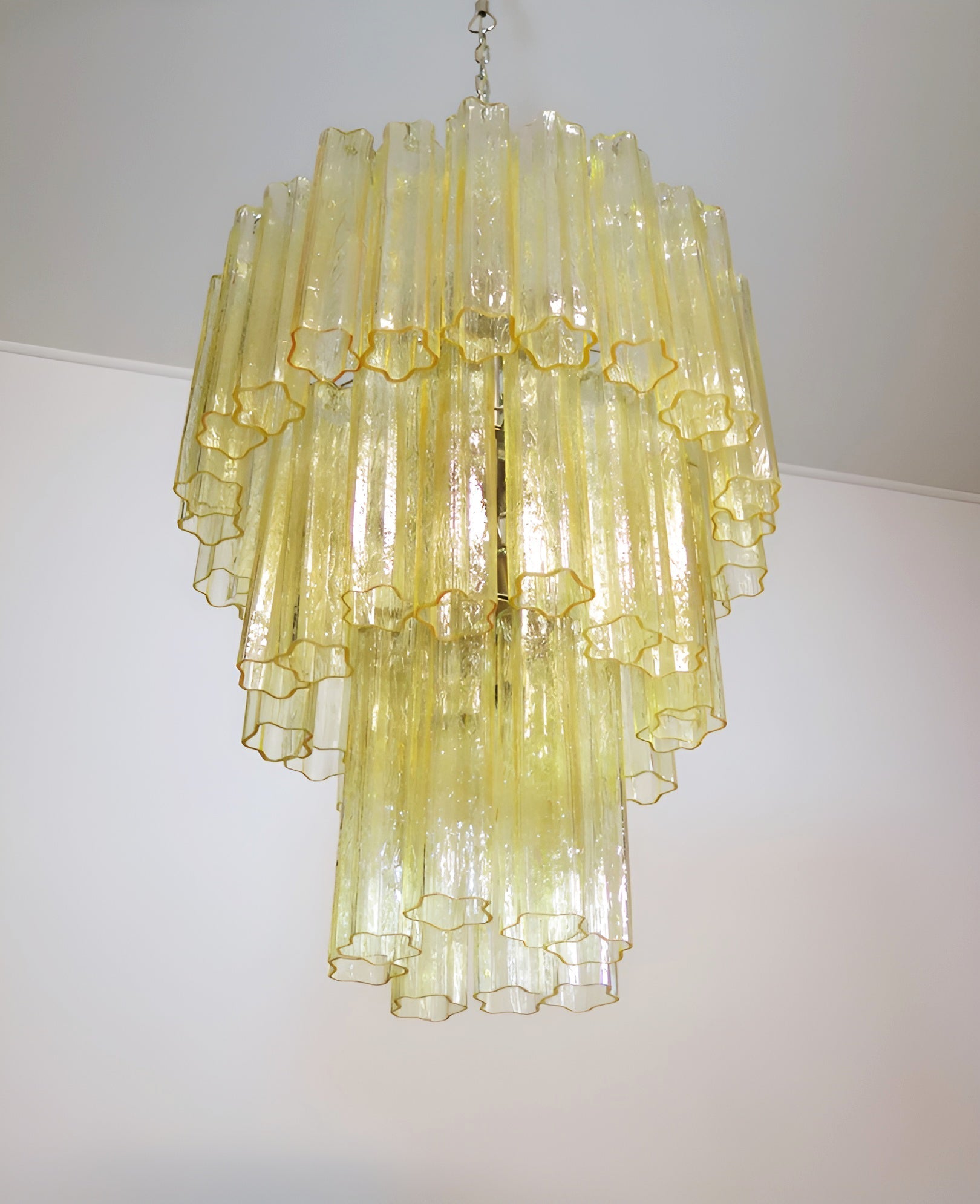 Aurora Chandelier Yellow Glass Tube Tiered Warm - Blowlighting