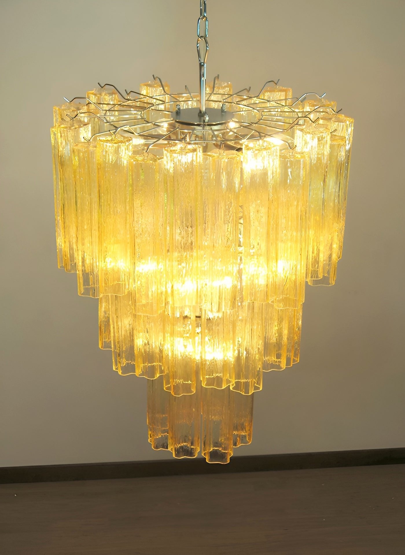 Aurora Chandelier Yellow Glass Tube Tiered Warm - Blowlighting