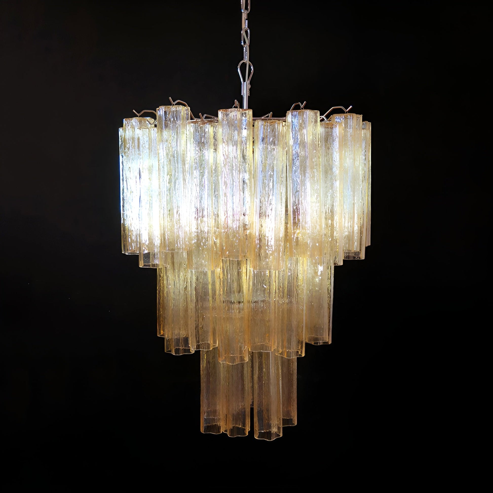 Aurora Chandelier Yellow Glass Tube Tiered Warm - Blowlighting