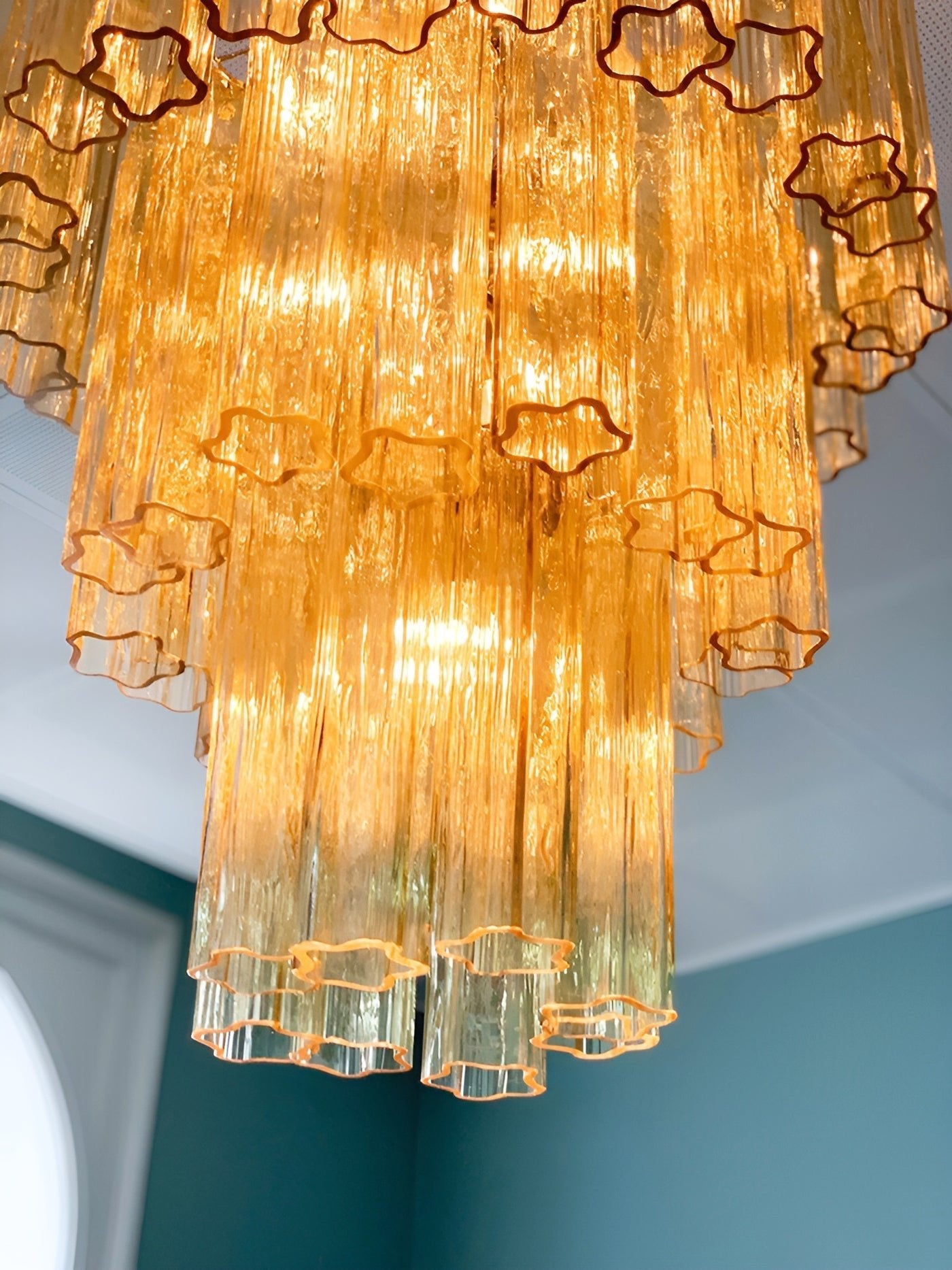 Aurora Chandelier Yellow Glass Tube Tiered Warm - Blowlighting