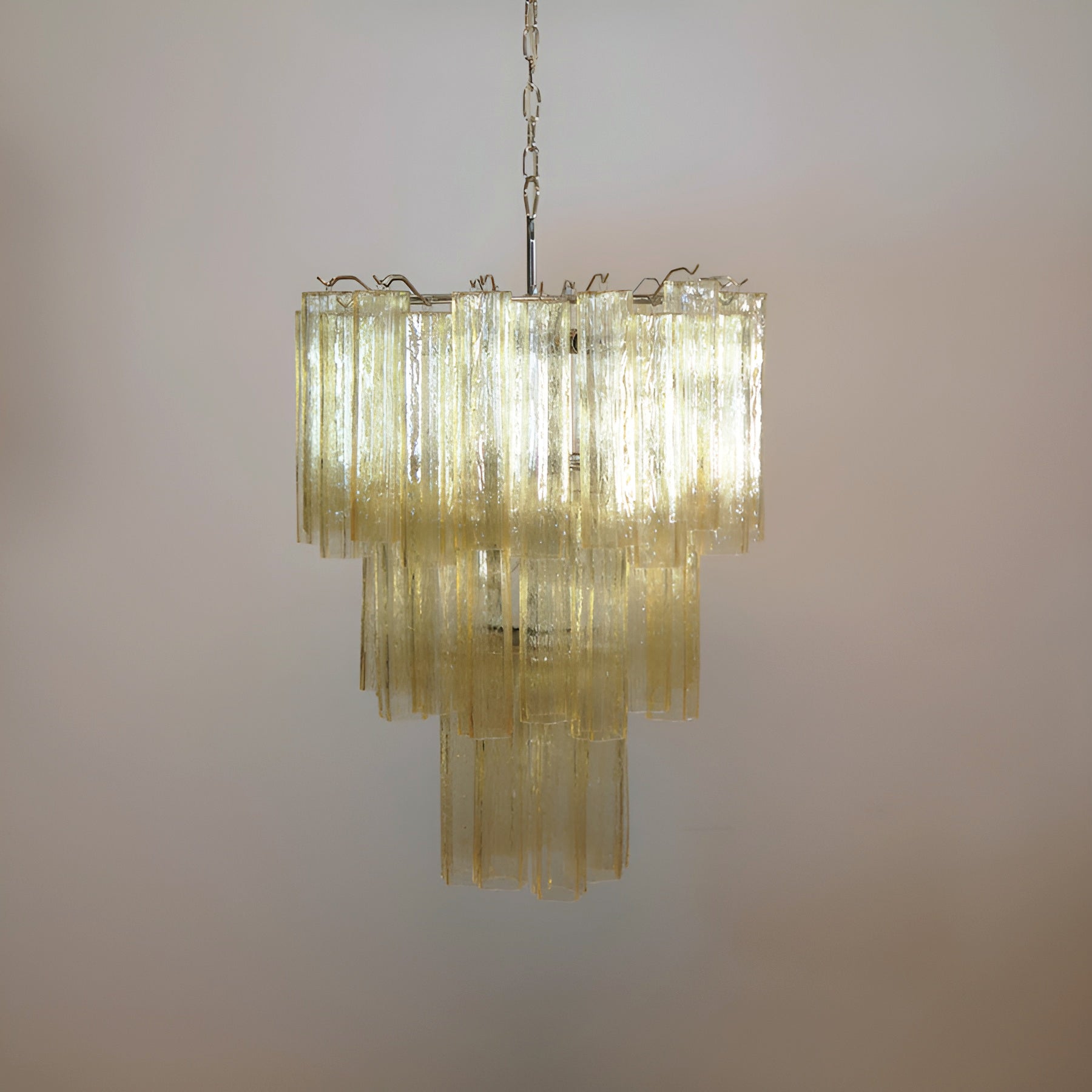 Aurora Chandelier Yellow Glass Tube Tiered Warm - Blowlighting