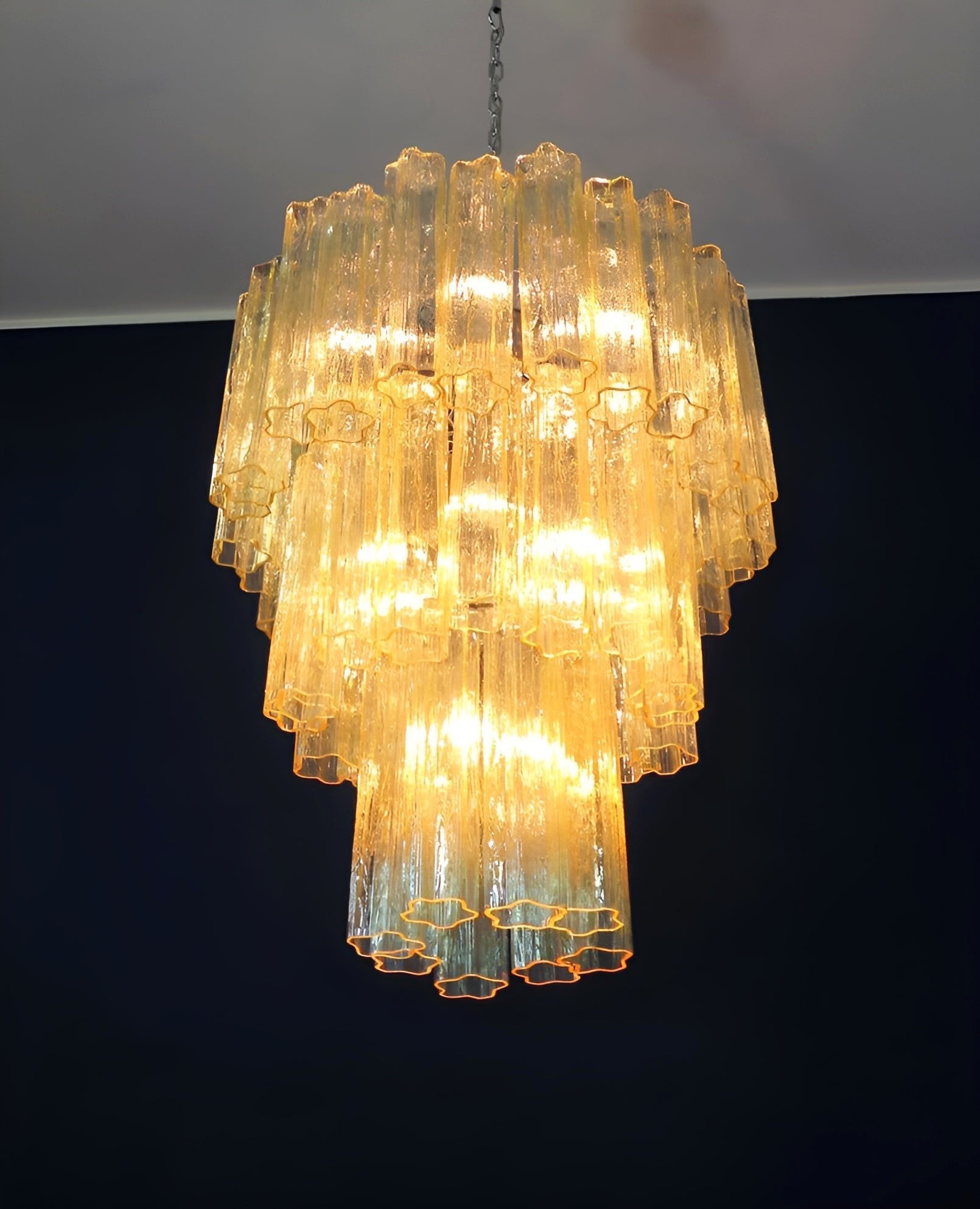 Aurora Chandelier Yellow Glass Tube Tiered Warm - Blowlighting