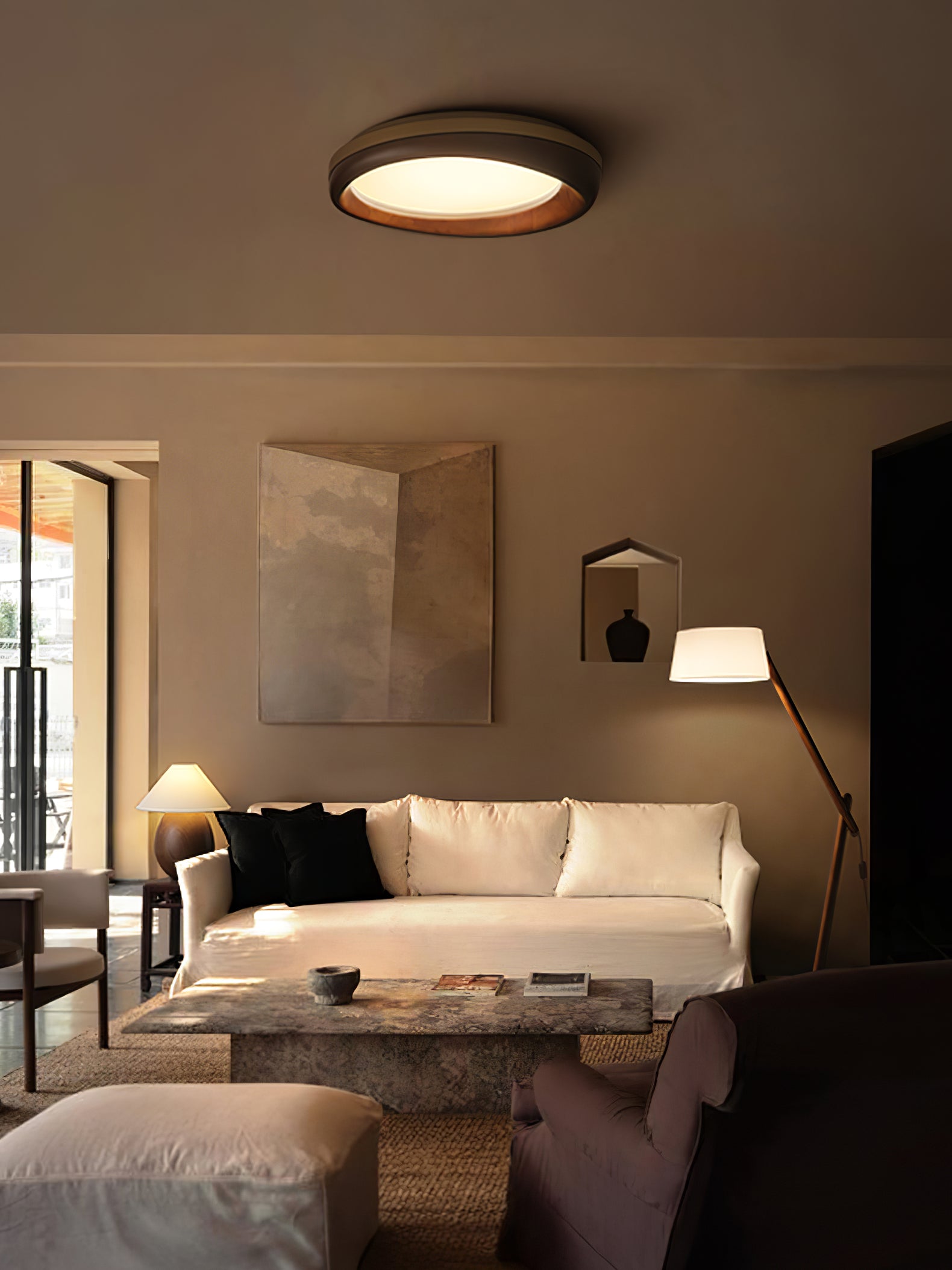 Eurtheara Organic Wood Glass Ceiling Light - Blowlighting