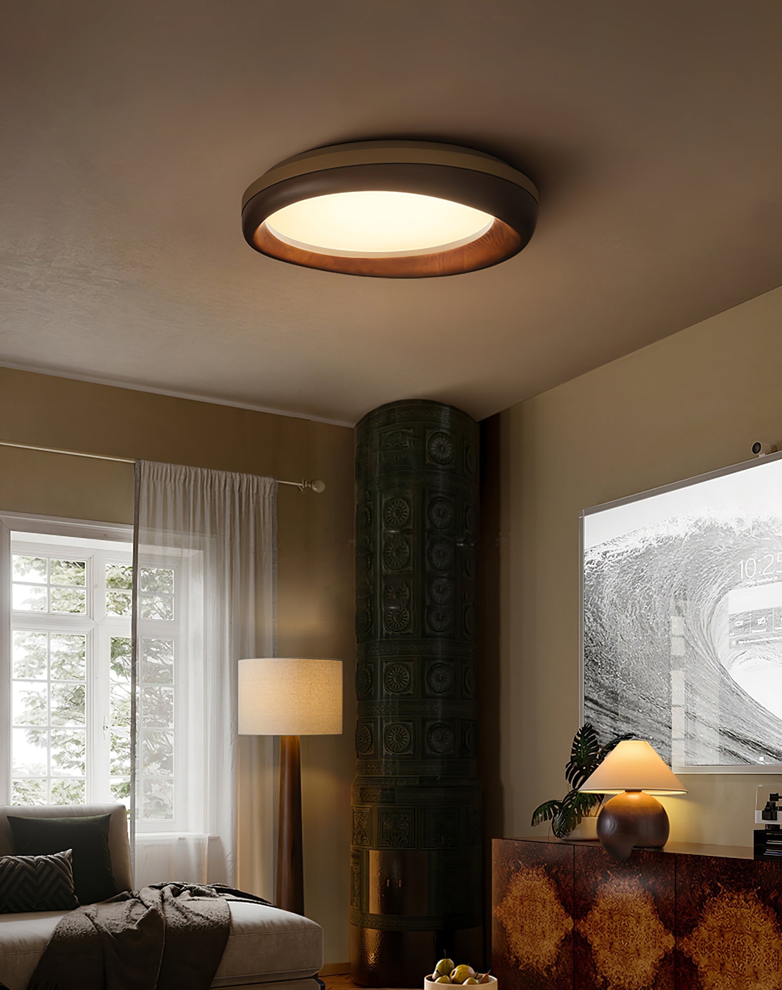 Eurtheara Organic Wood Glass Ceiling Light - Blowlighting