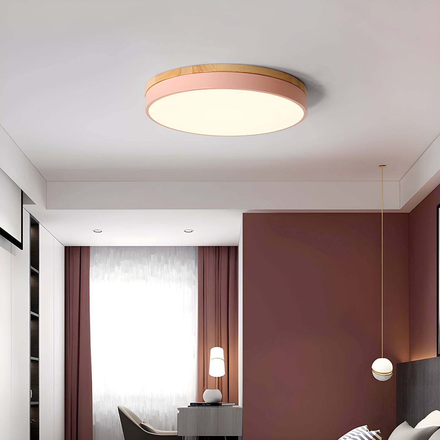 Zara Circular Wood Ceiling Lamp - Blowlighting