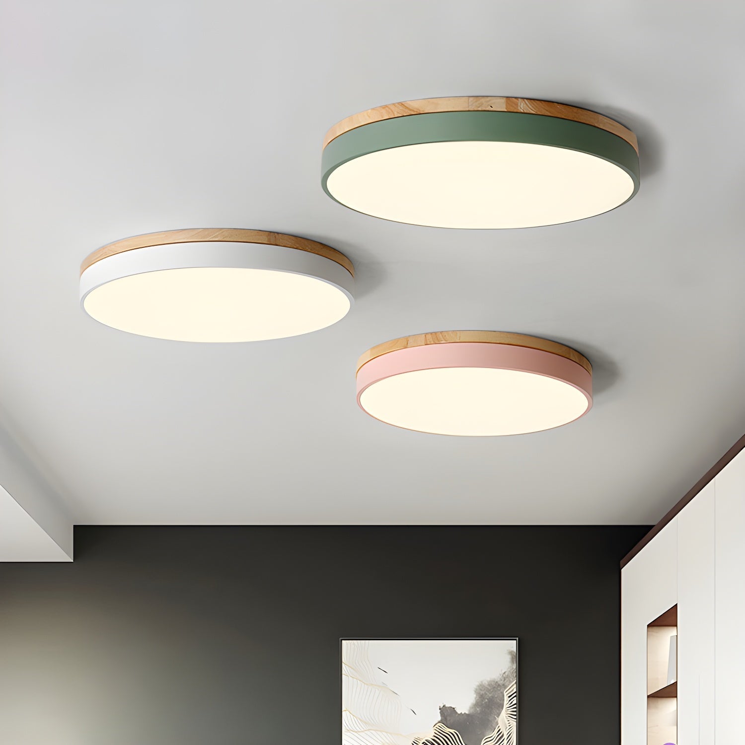 Zara Circular Wood Ceiling Lamp - Blowlighting