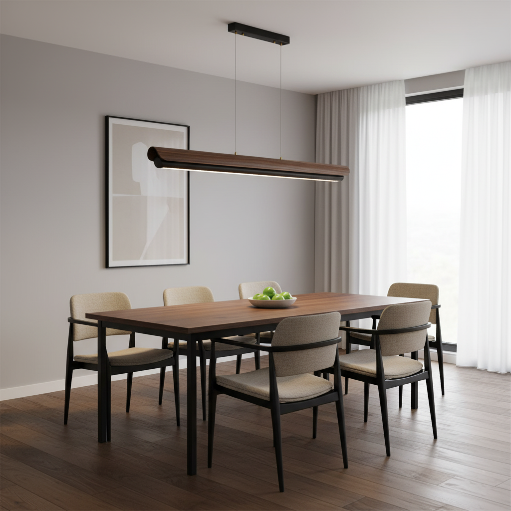 Zenith Minimalist Wood Beam Chandelier