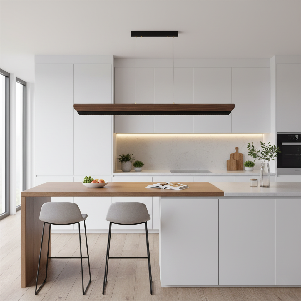 Zenith Minimalist Wood Beam Chandelier