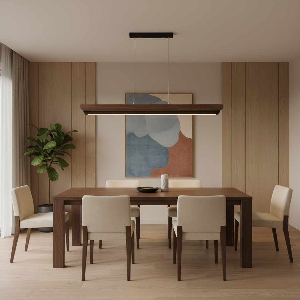 Zenith Minimalist Wood Beam Chandelier