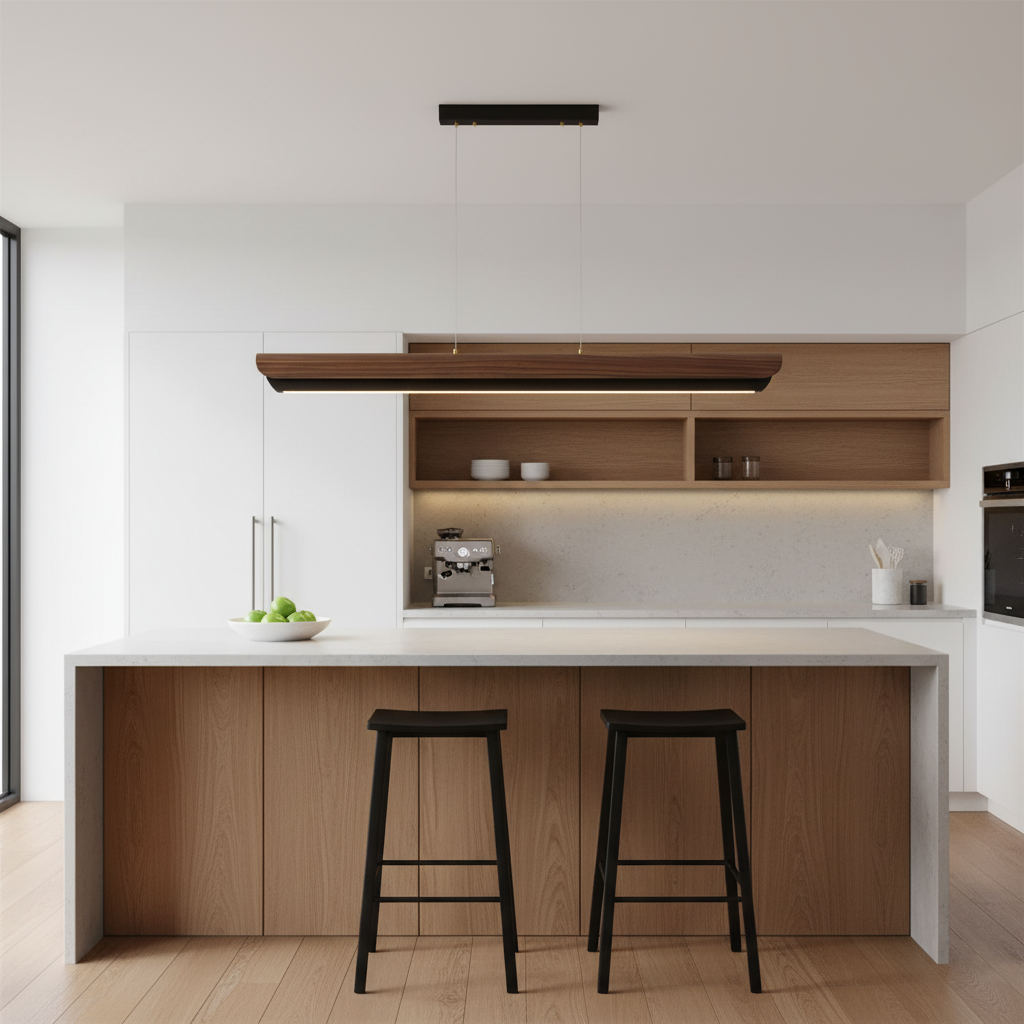 Zenith Minimalist Wood Beam Chandelier