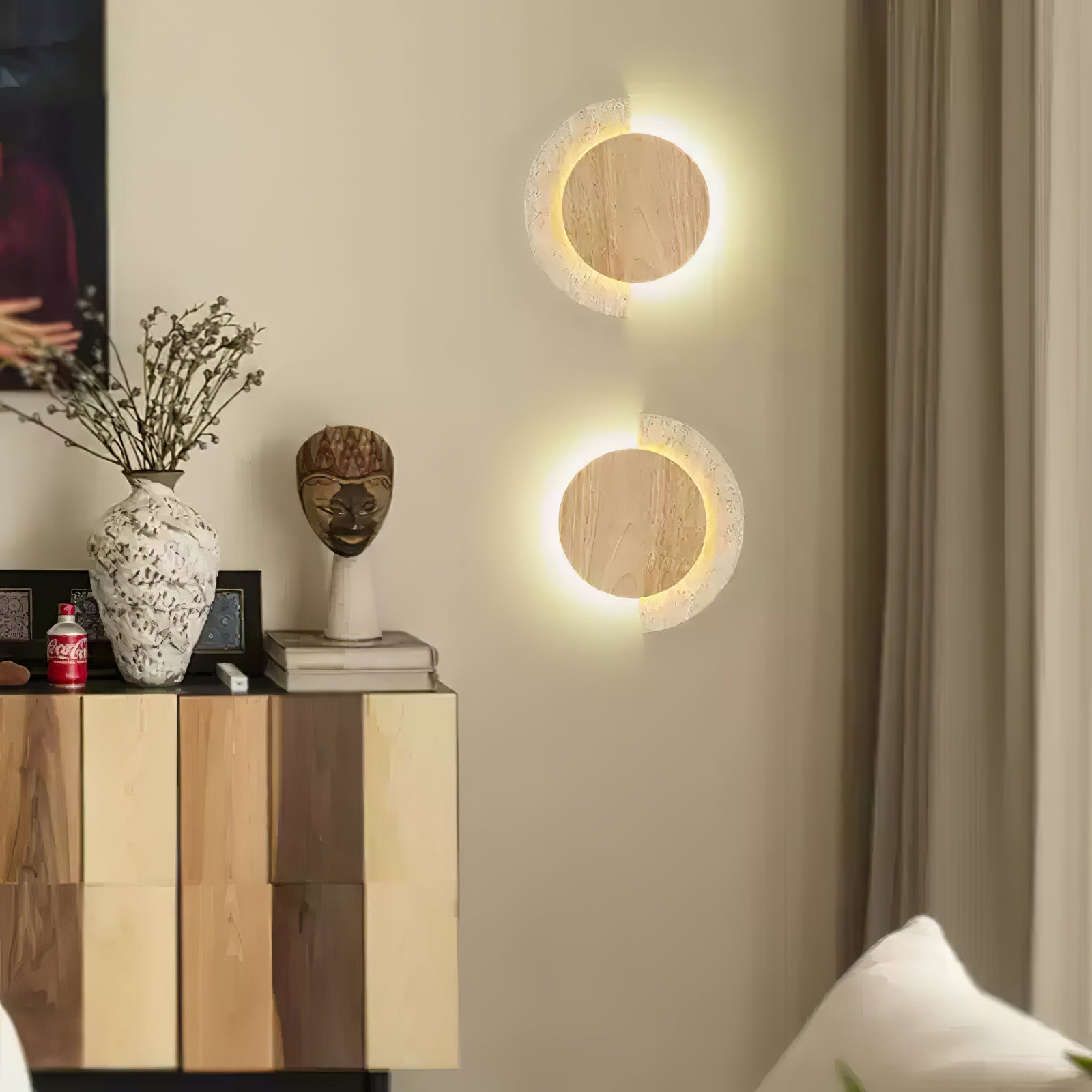 Coraeen Half-Moon Travertine Wall Light - Blowlighting