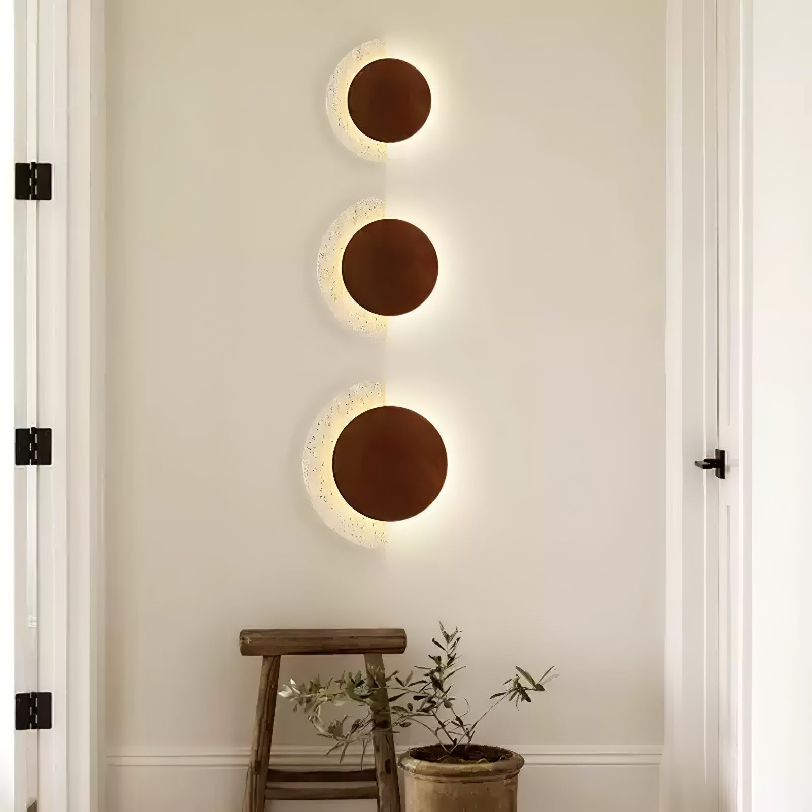 Coraeen Half-Moon Travertine Wall Light - Blowlighting