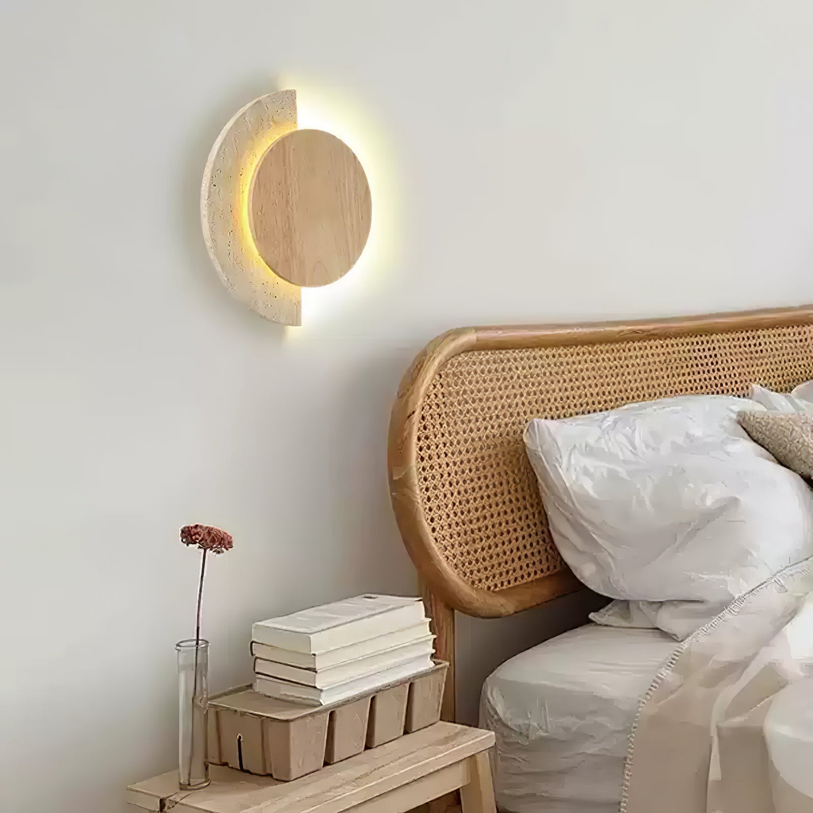 Coraeen Half-Moon Travertine Wall Light - Blowlighting