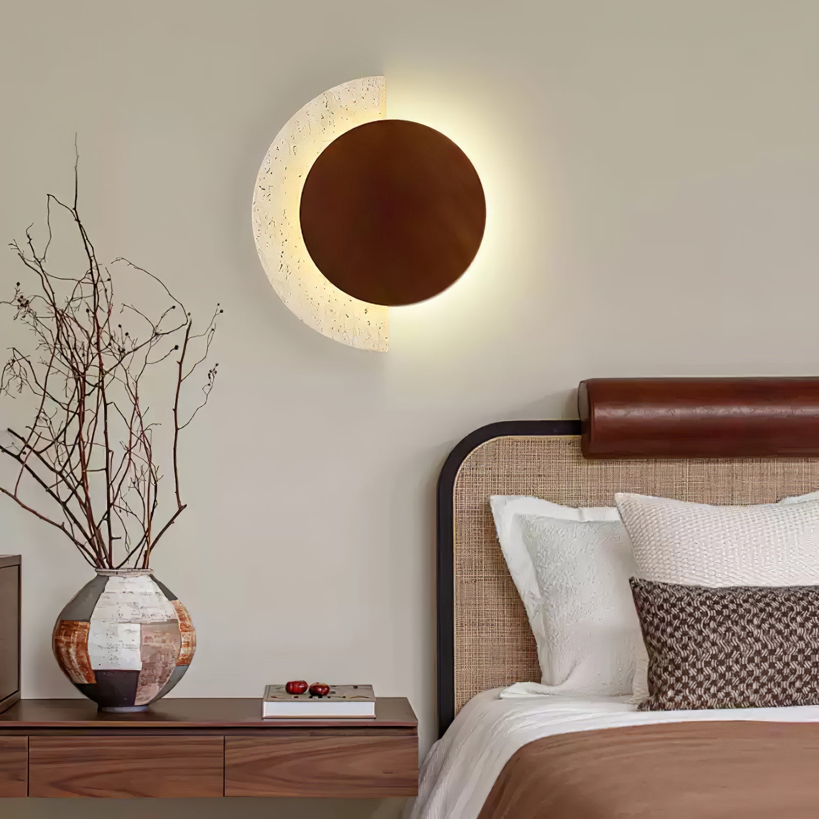 Coraeen Half-Moon Travertine Wall Light - Blowlighting