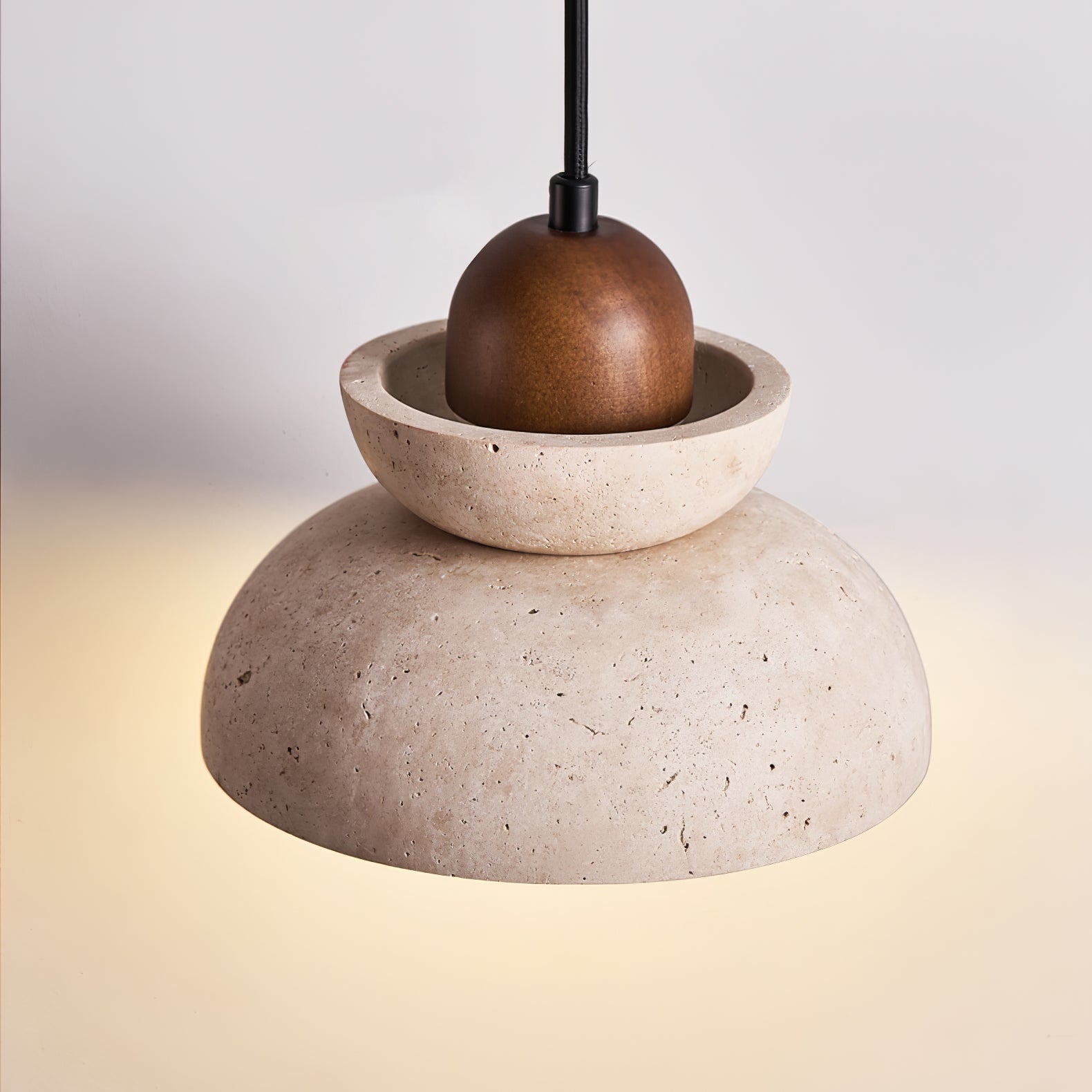 Zophaos Tiered-Bell Travertine Pendant Light - Blowlighting